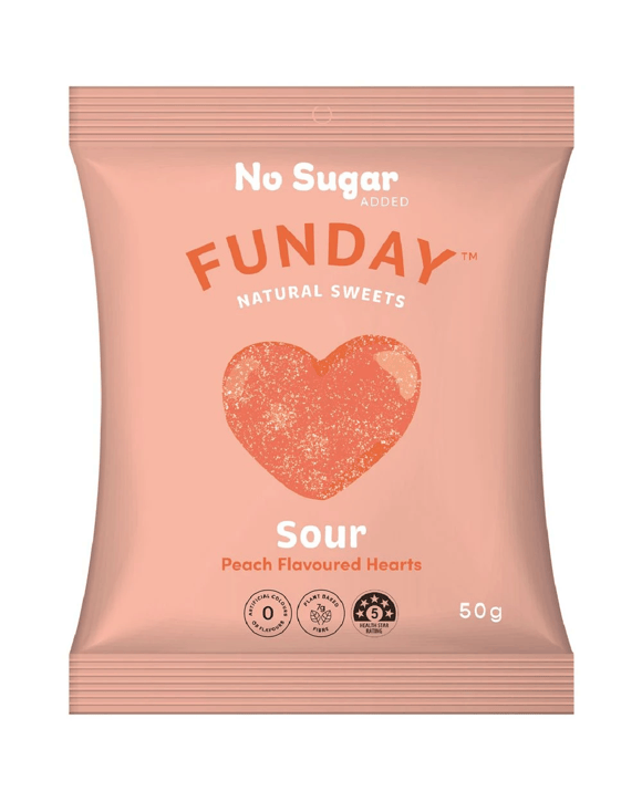Funday Sour Peach Hearts 50g