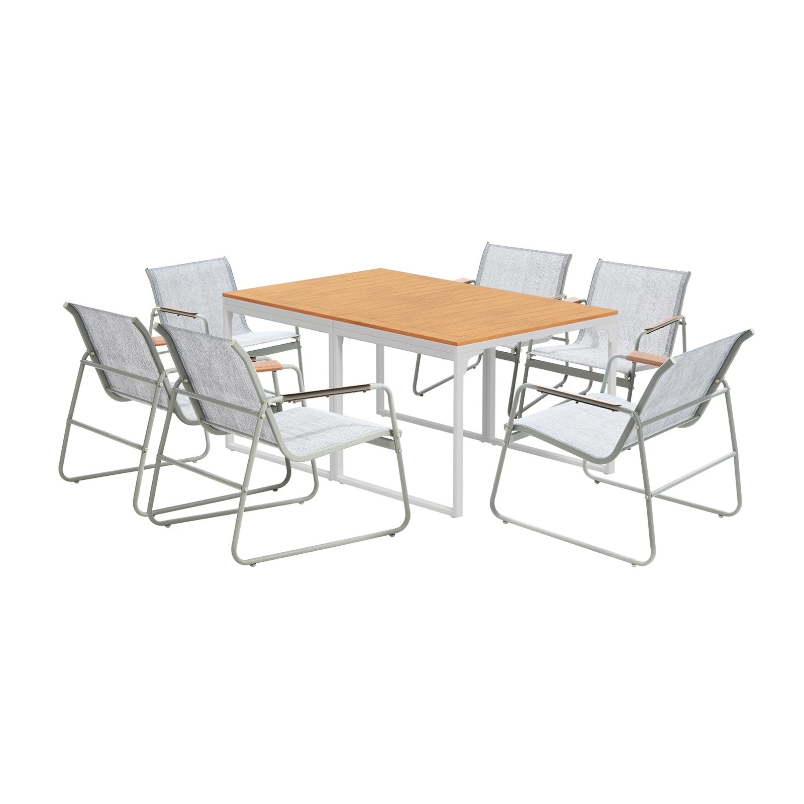 1 Livsip 6 Seater Outdoor Dining Set Patio Table Chairs Textilene Furniture - Multi, 1 of 8