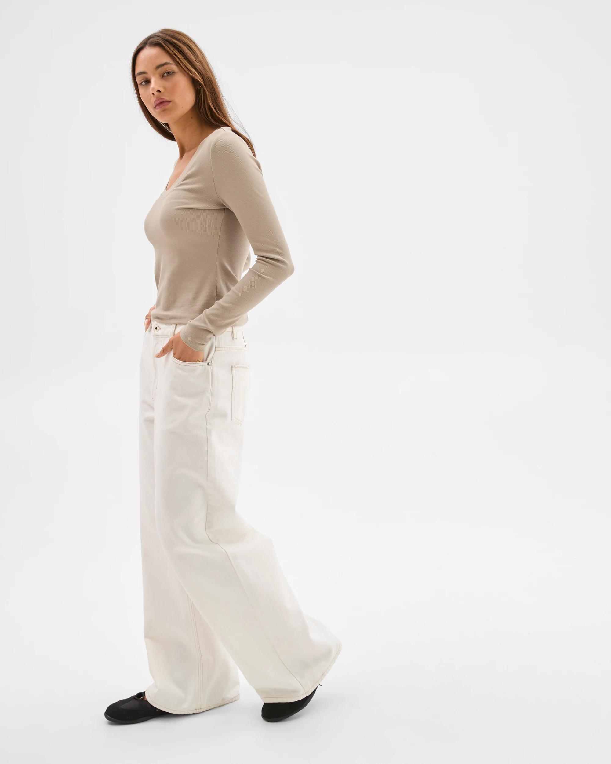 2 Lily Loves Scoop Neck Long Sleeve Top LIGHT KHAKI, 2 of 5
