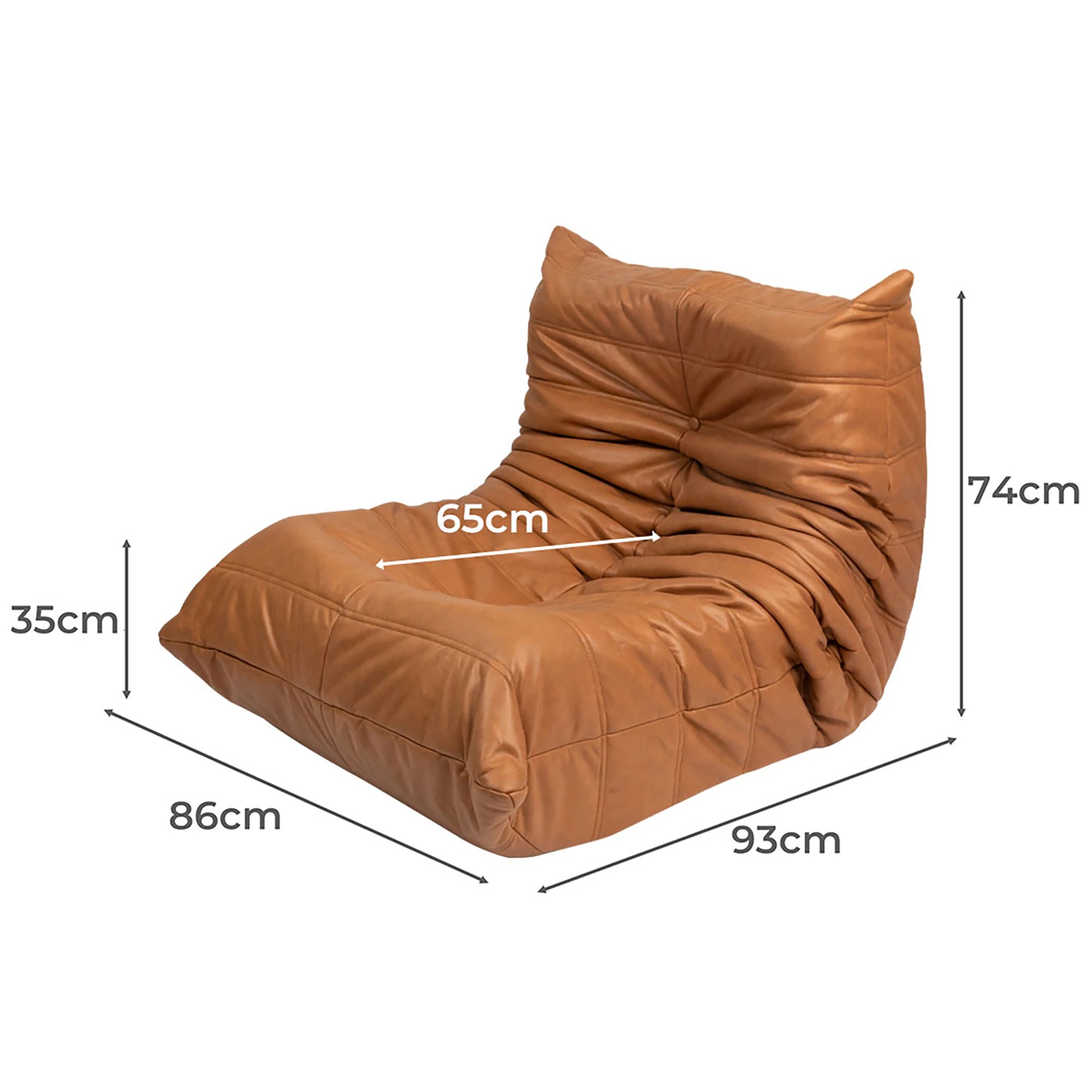 3 Levede Floor Sofa Accent Chair Lounge Lazy Couch Gaming Recliner Leather - Brown, 3 of 8