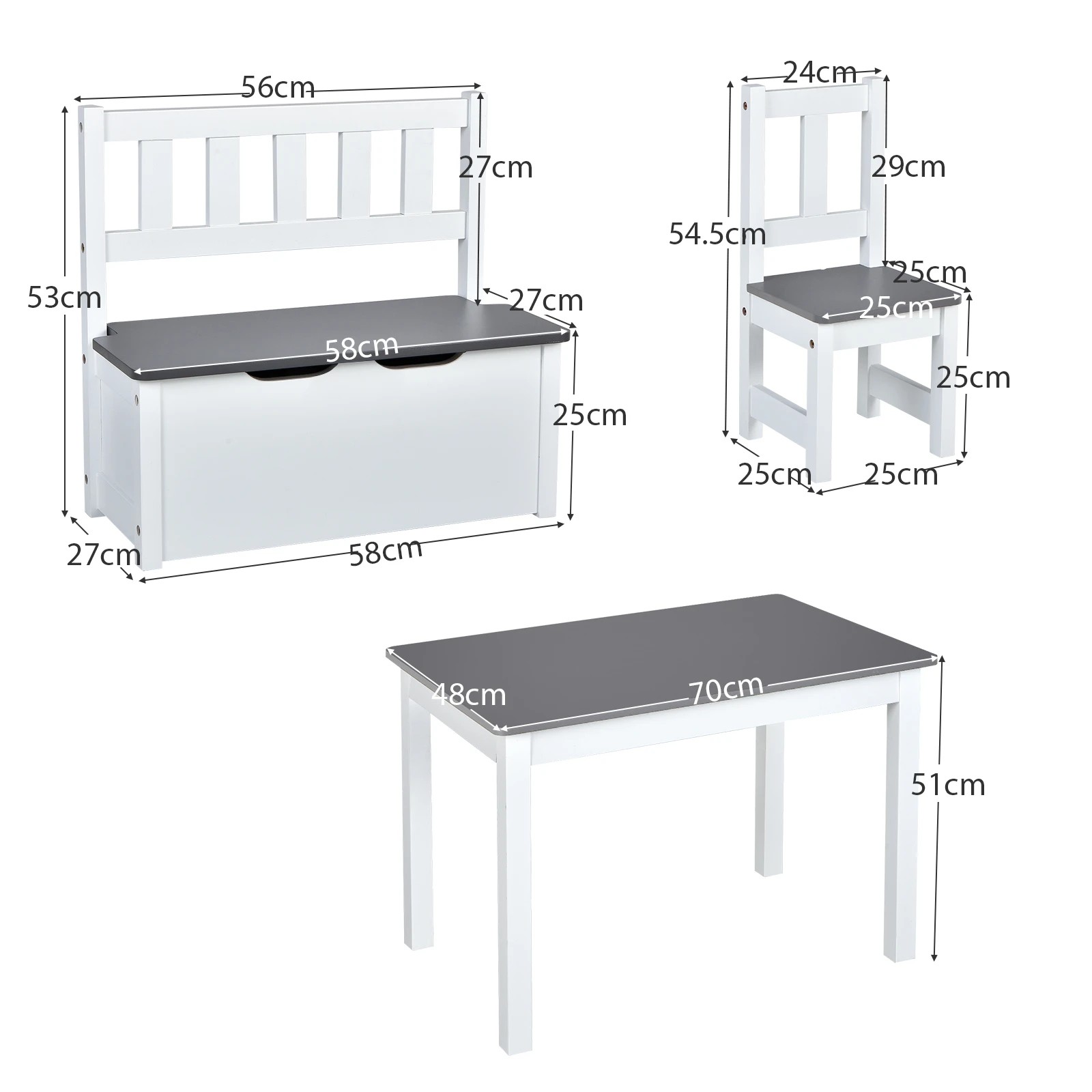6 Costway 4PCS Kids Table Chairs Toy Storage Box Bench Set, 6 of 6