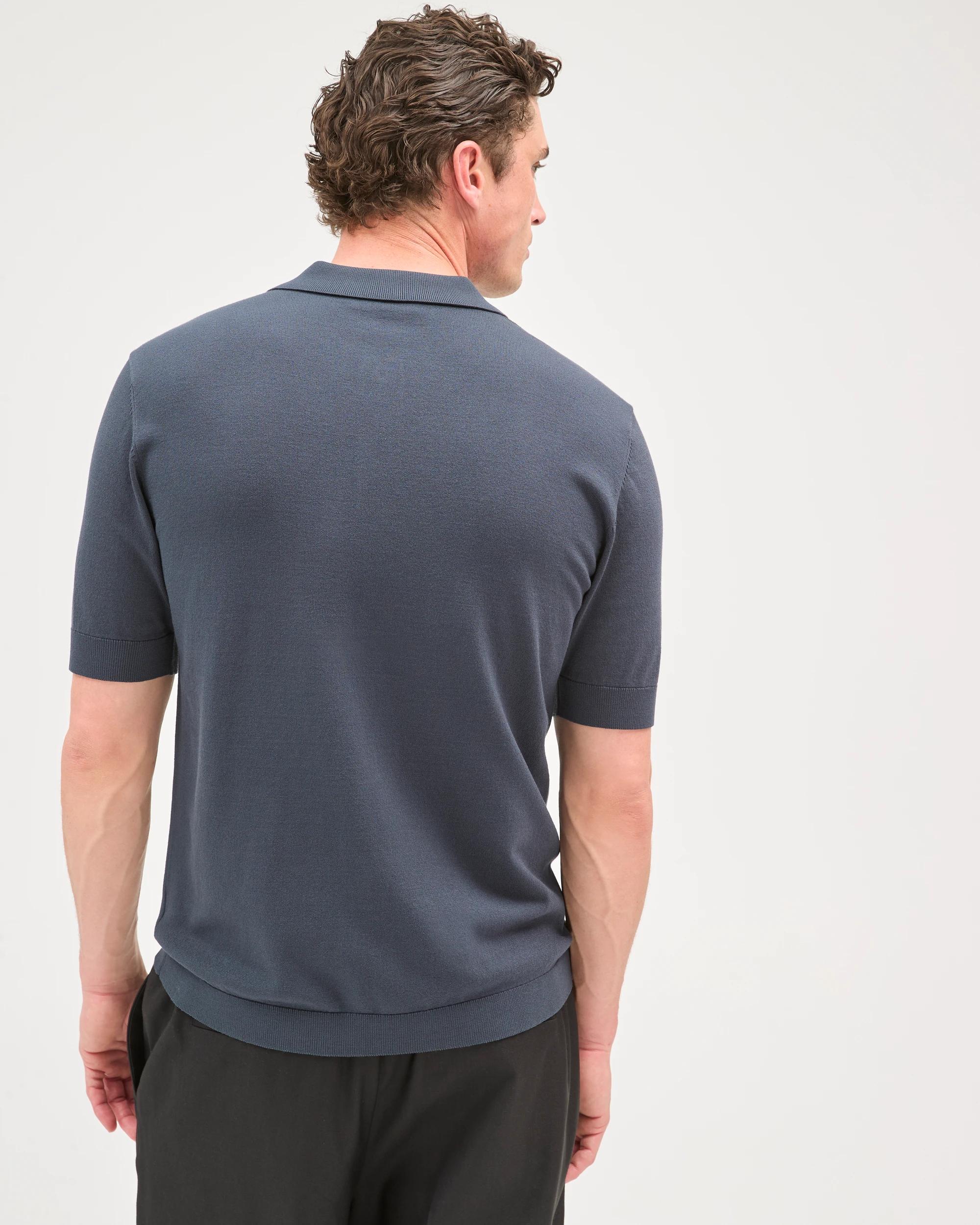 7 Preview Short Sleeve Knitwear Polo Top PETROL, 7 of 7