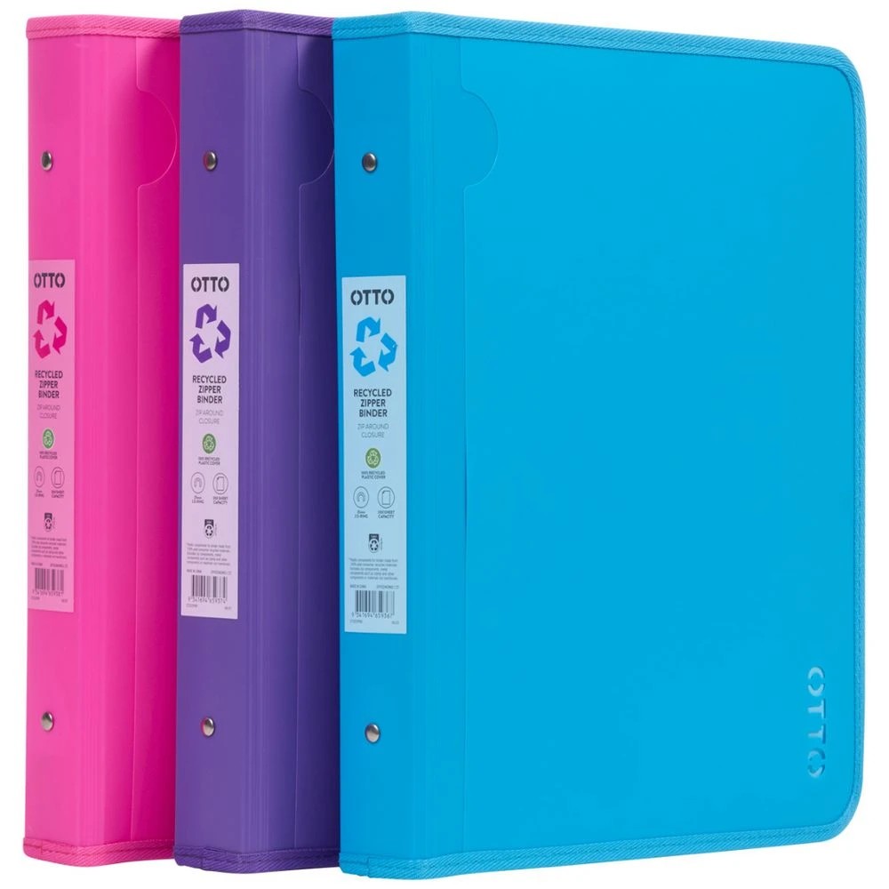 6 Otto A4 Recycled 2 D-Ring Zipper Binder Purple, 6 of 6