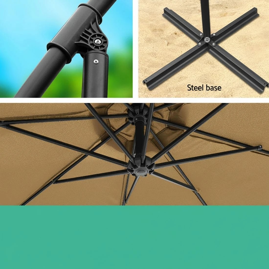 5 Instahut 3m Outdoor Umbrella Cantilever Garden Beach Patio - White, 5 of 6