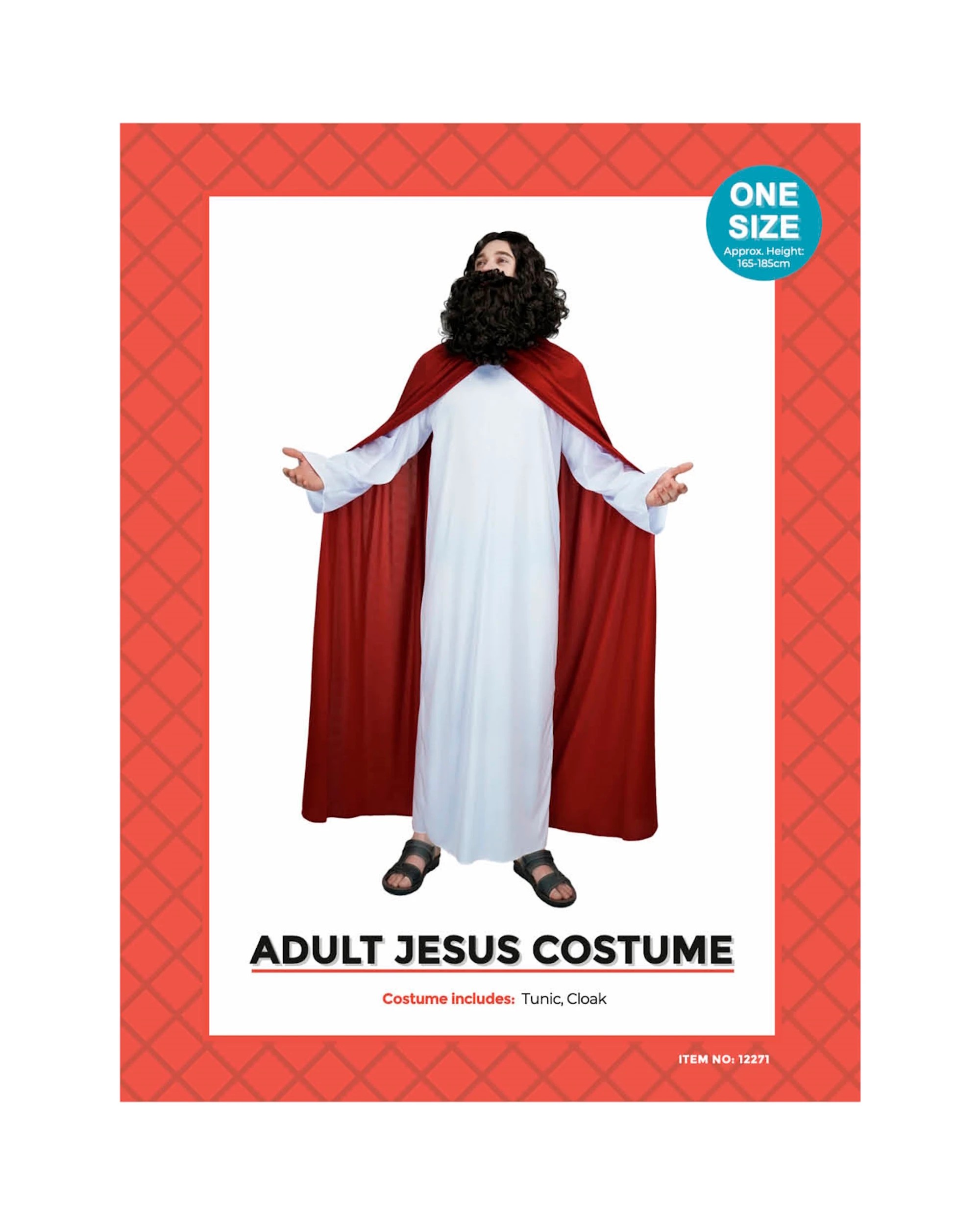 3 JD Party Adult Biblical Jesus Christ Costume - One Size - Red, 3 of 3