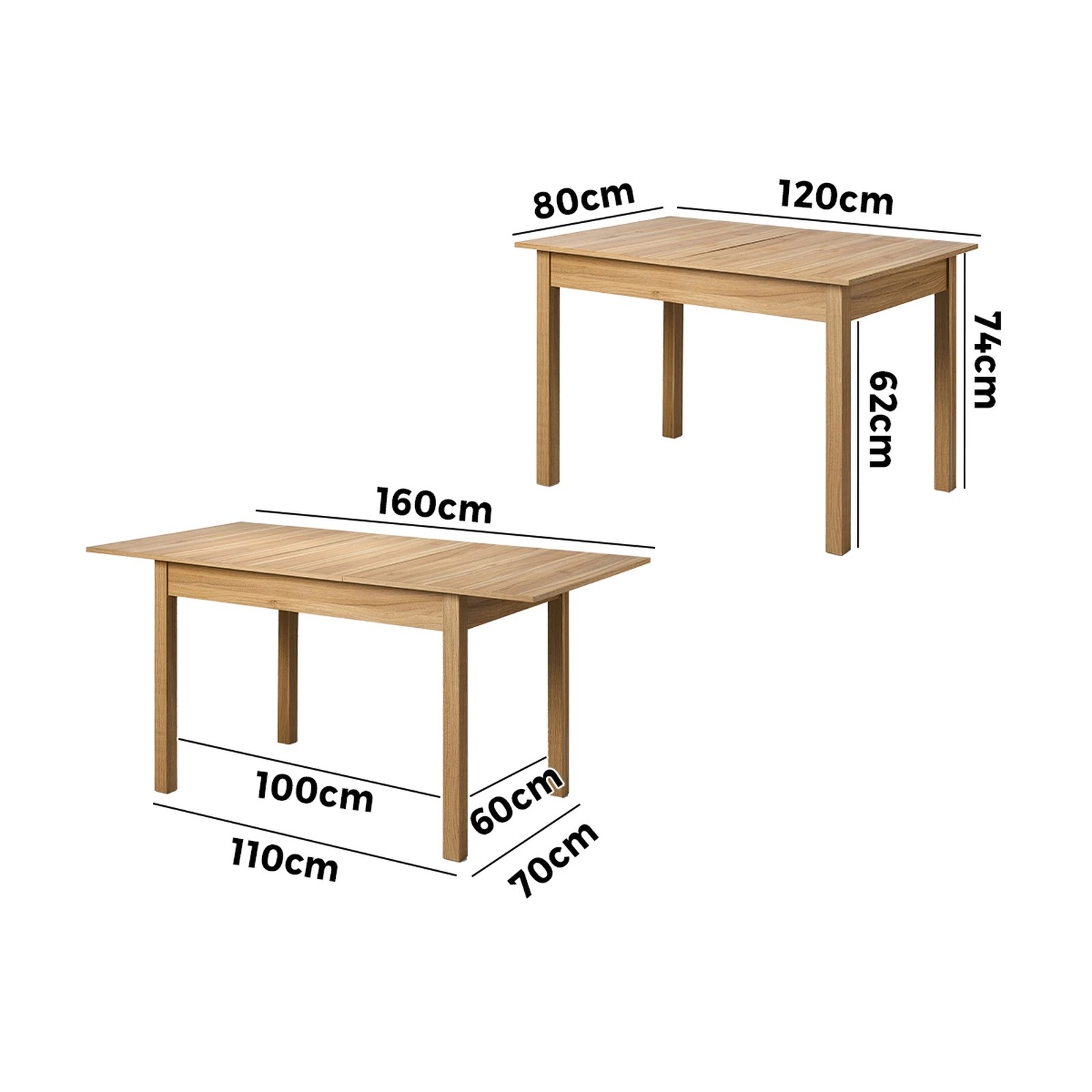 7 Oikiture 160cm Extendable Dining Table Wooden Rectangular Kitchen Table
 - Natural, 7 of 7