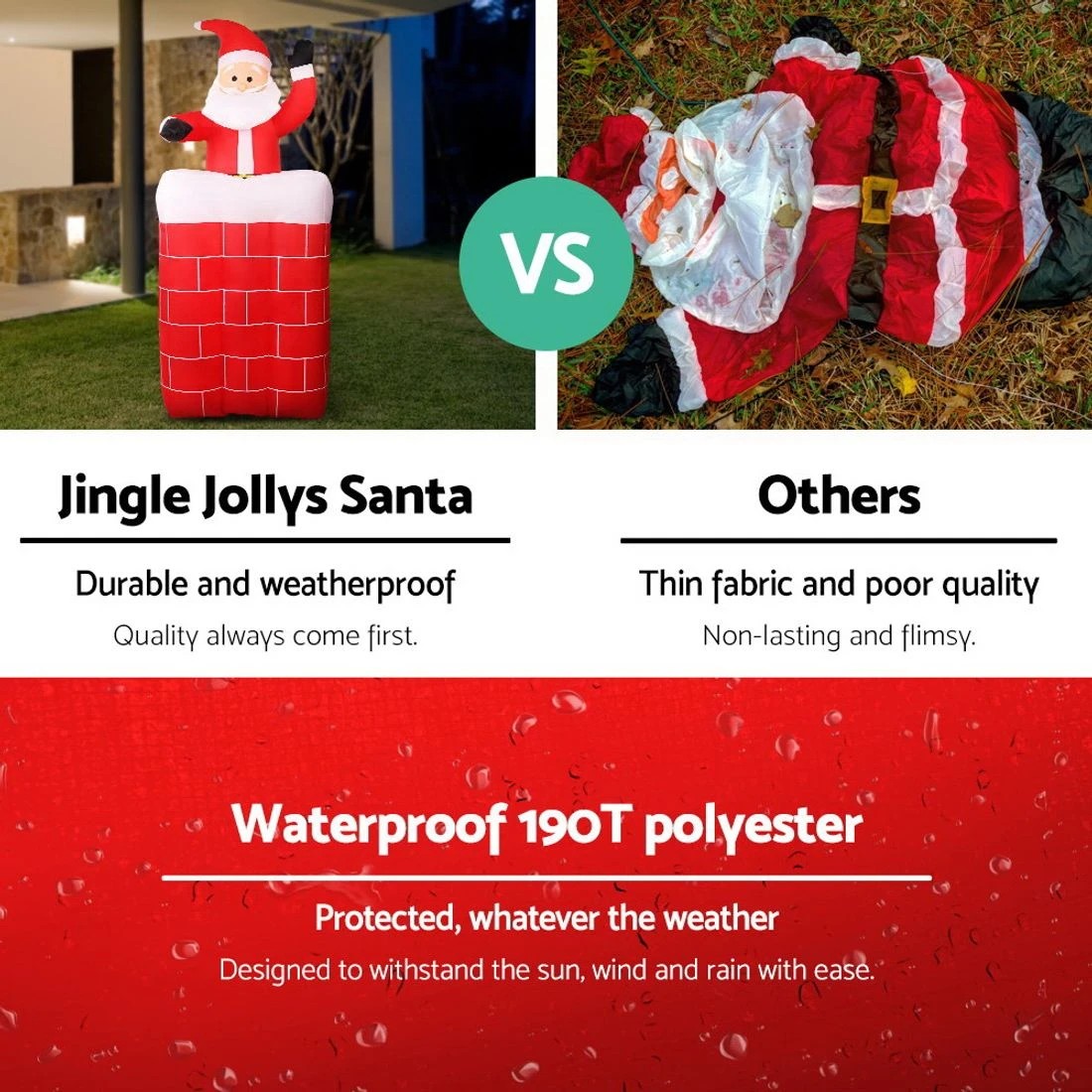 5 Jingle Jollys Christmas Inflatable Santa Pop Up 1.8M Illuminated Decorations - Multi, 5 of 9