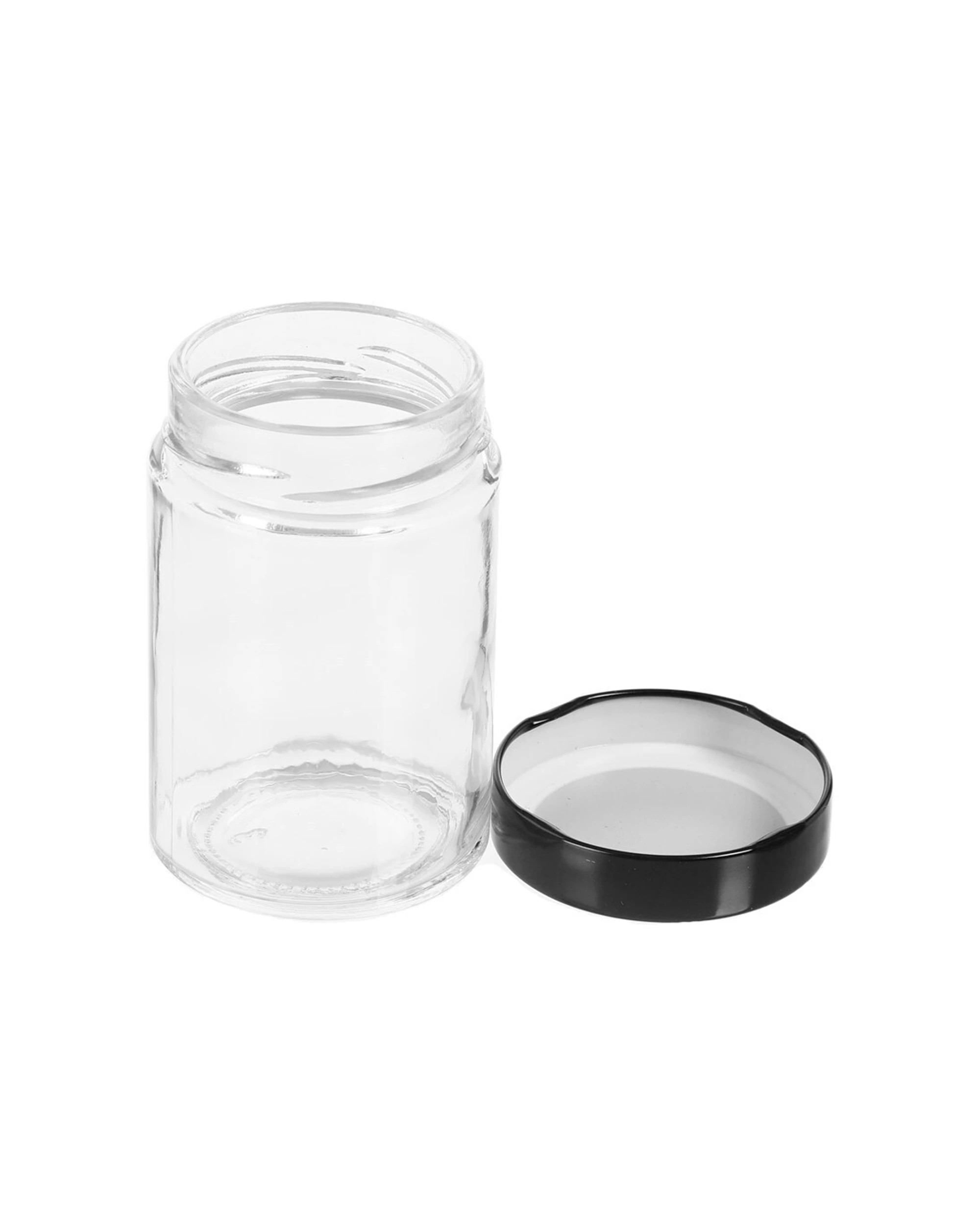 4 3pk Lemon & Lime Soho Glass Preserve Jar 260ml W/ Black Lid Storage Container
 - Black, 4 of 4