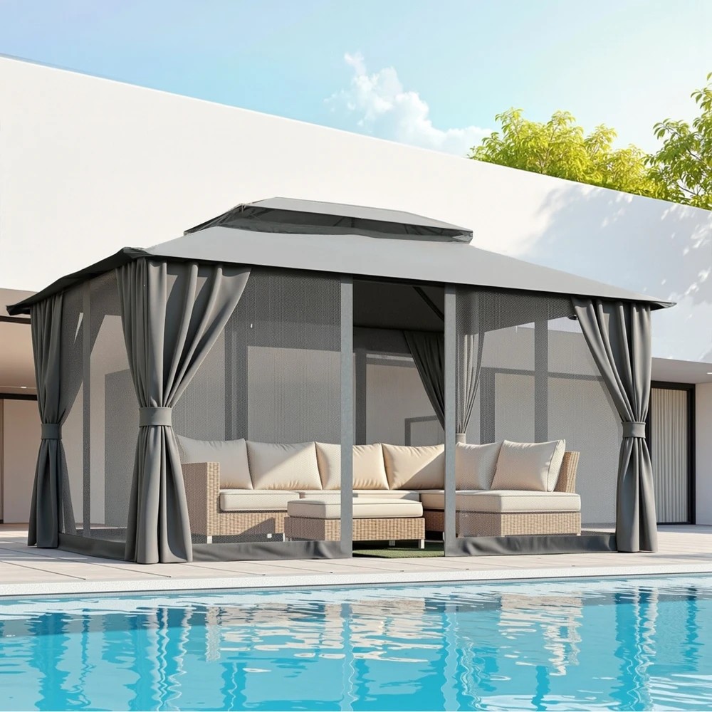 8 Instahut Gazebo 3x4m Canopy Outdoor Steel Frame Patio Tent Curtains Marquee - Grey, 8 of 8