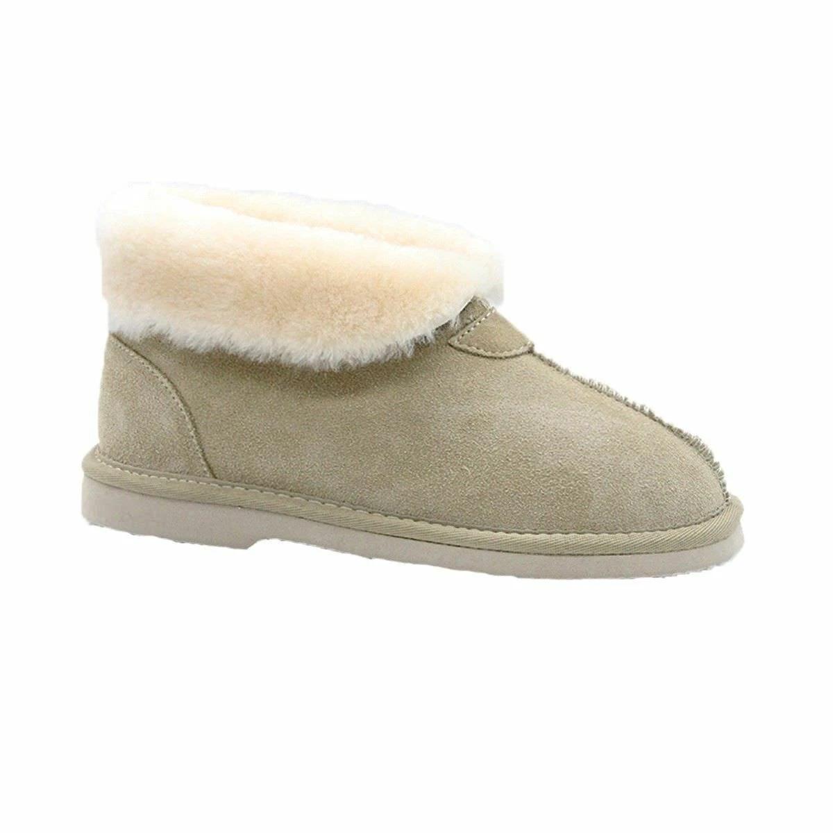 1 Grosby Womens Ugg Short Boots Suede Leather Sheepskin Princess Chestnut Slippers BEIGE, 1 of 1
