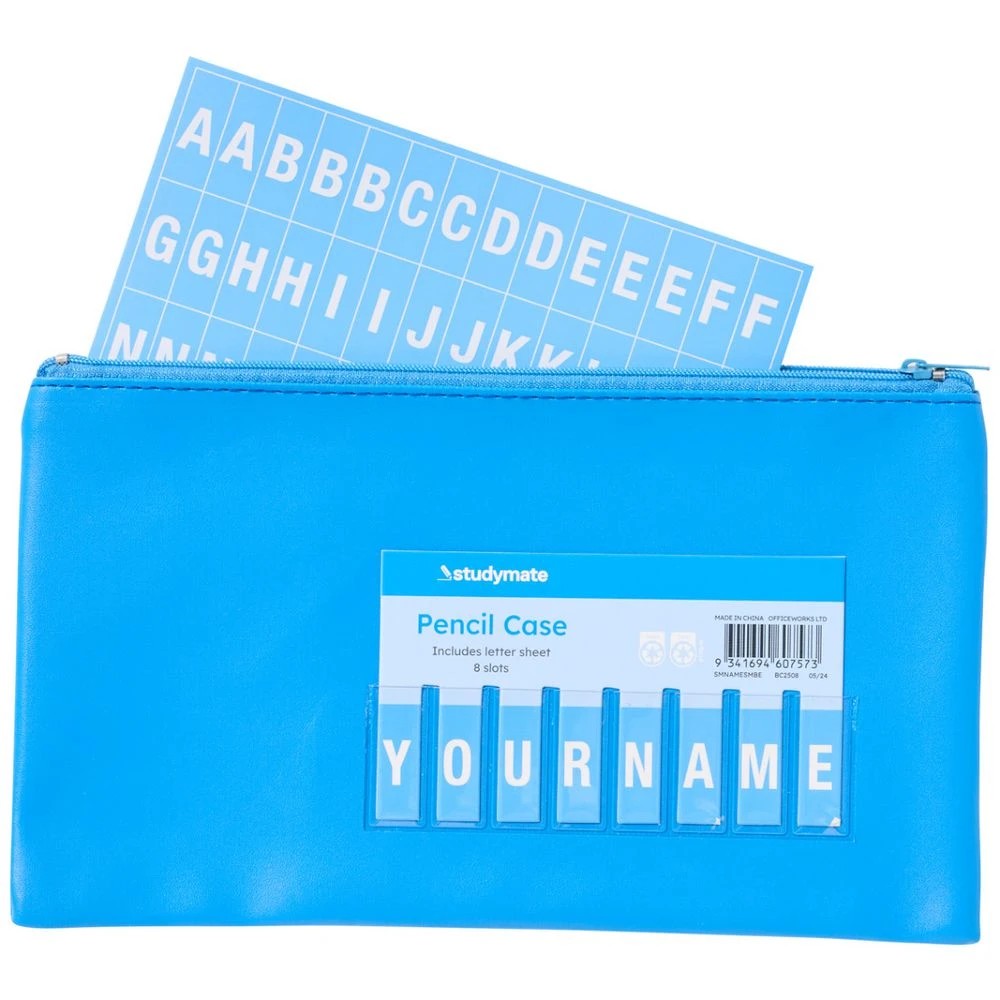 2 Studymate Single Zip Name Pencil Case Small Blue, 2 of 6