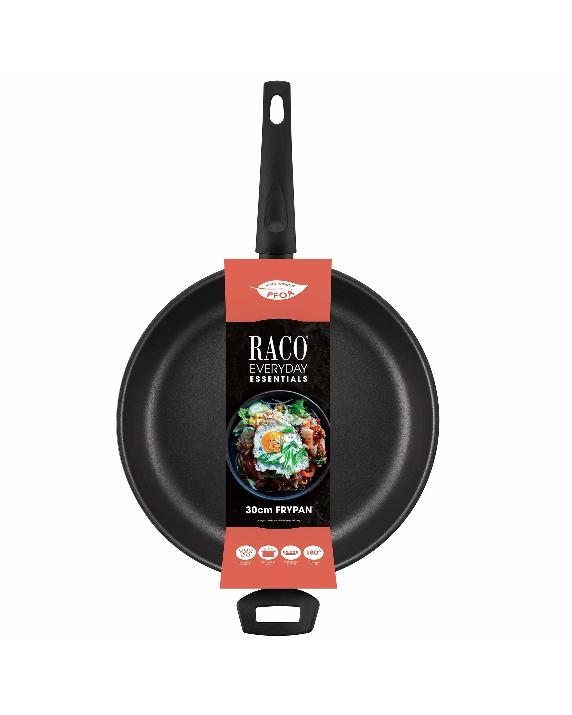 2 RACO Everyday Essentials Nonstick Induction Deep Open Frypan 30cm With Helper Handle - Black, 2 of 2