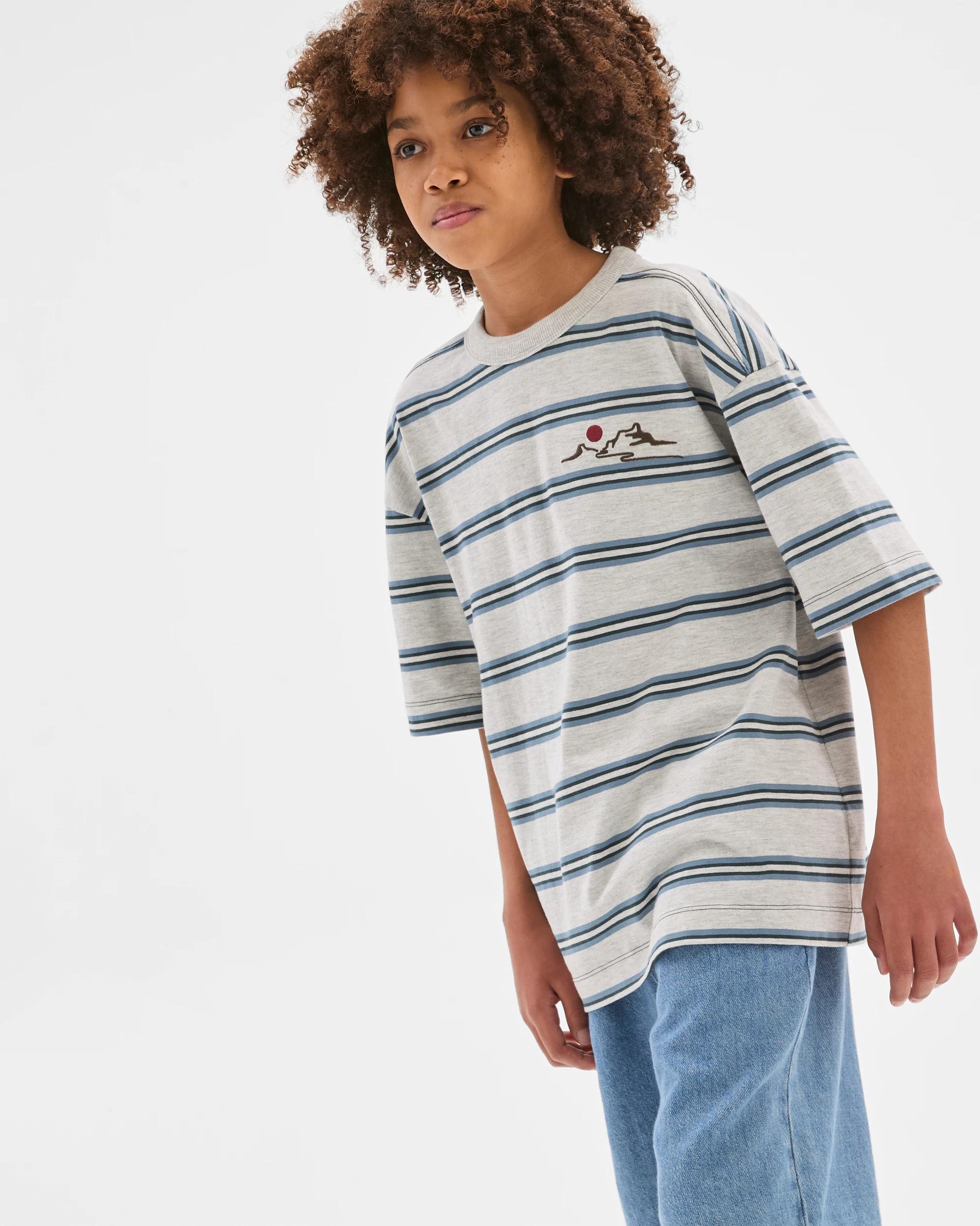 3 Target Kids Australian Cotton Stripe T-Shirt GREY MARLE, 3 of 7