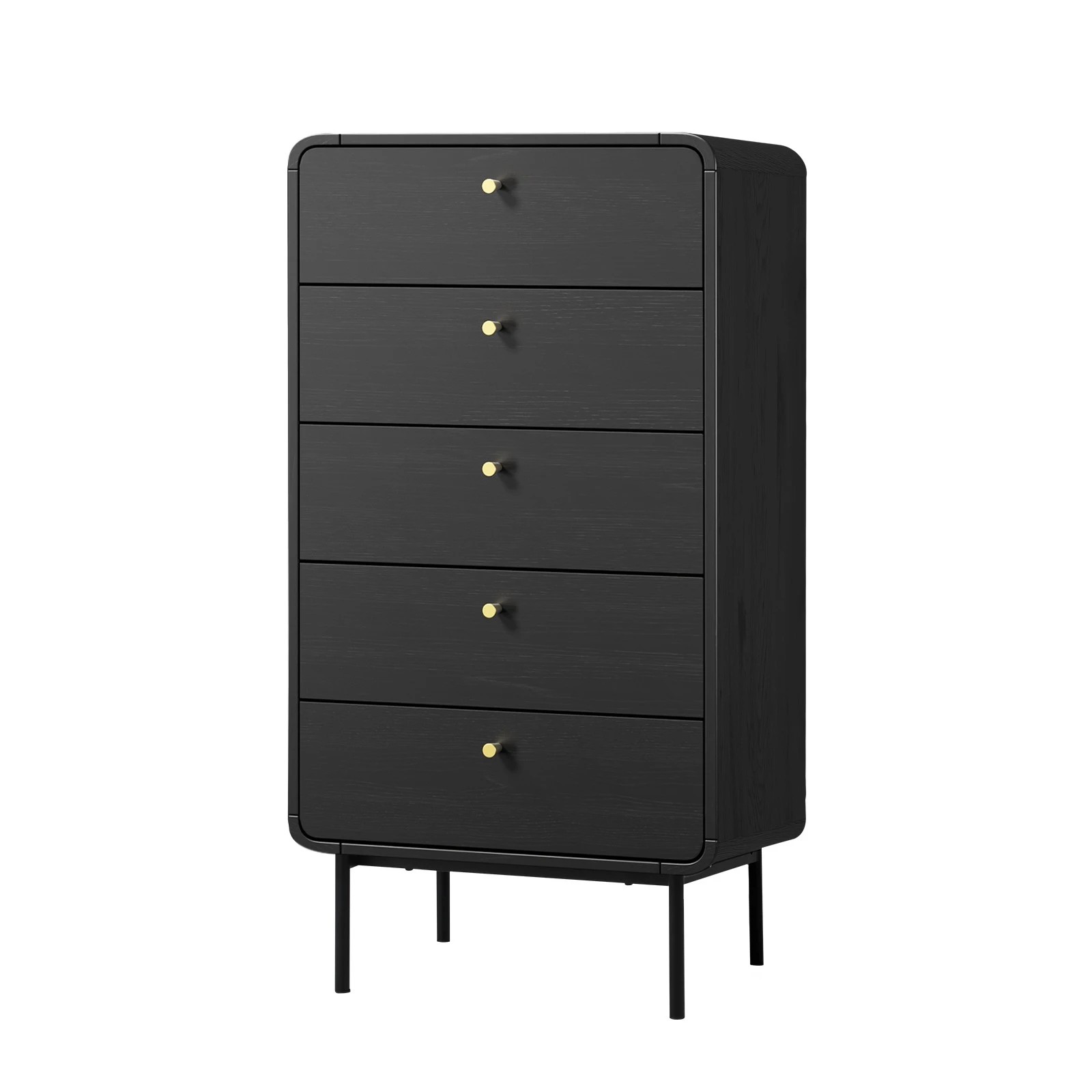 1 Oikiture 5 Chest Of Drawers Tallboy Storage Cabinet Dresser
 - Black, 1 of 10