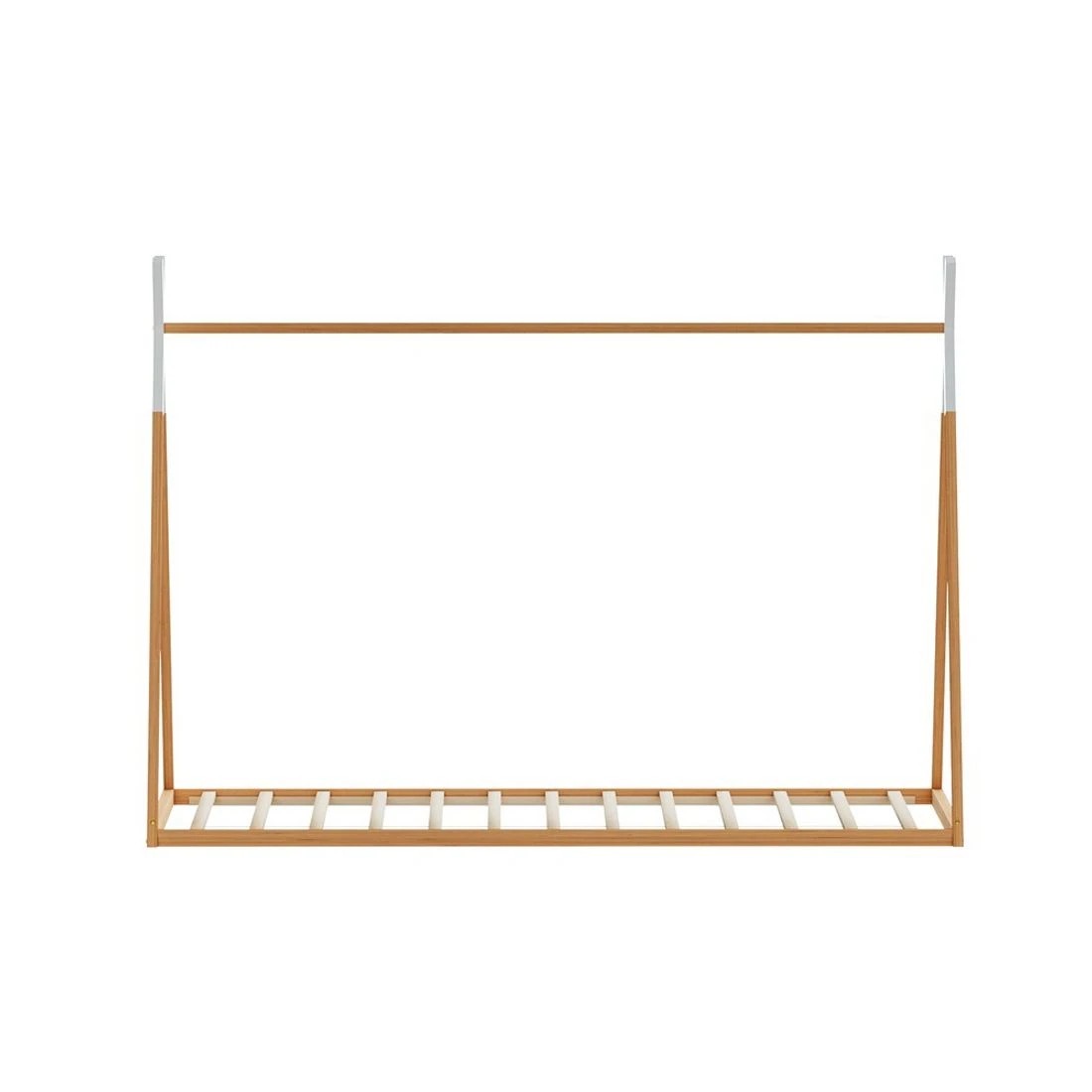 4 Artiss Bed Frame Wooden Kids House Single Frame Oak ENID - Natural, 4 of 7