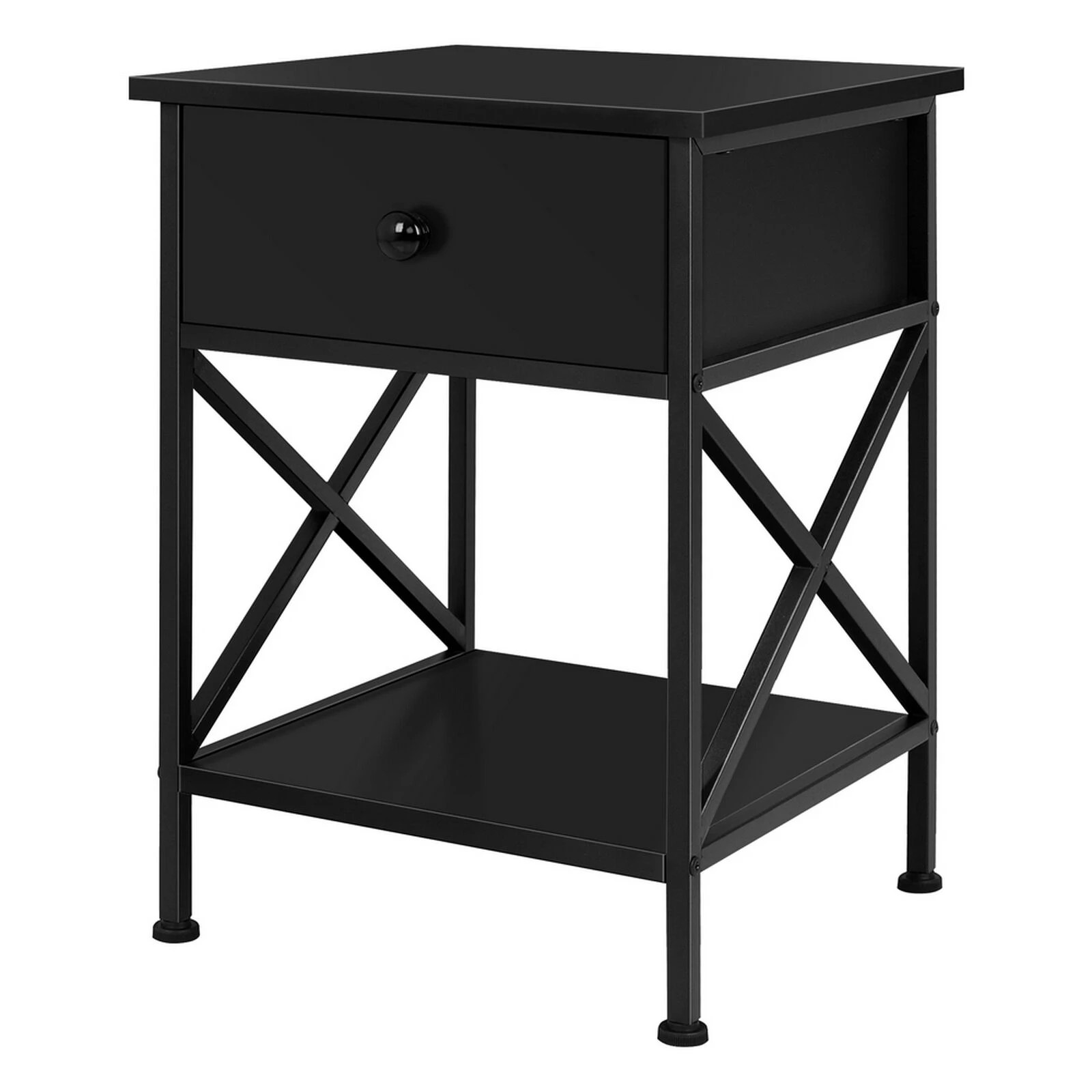 1 Alfordson Bedside Table Retro Wooden Nightstand Vintage Storage Side Cabinet - Black, 1 of 10