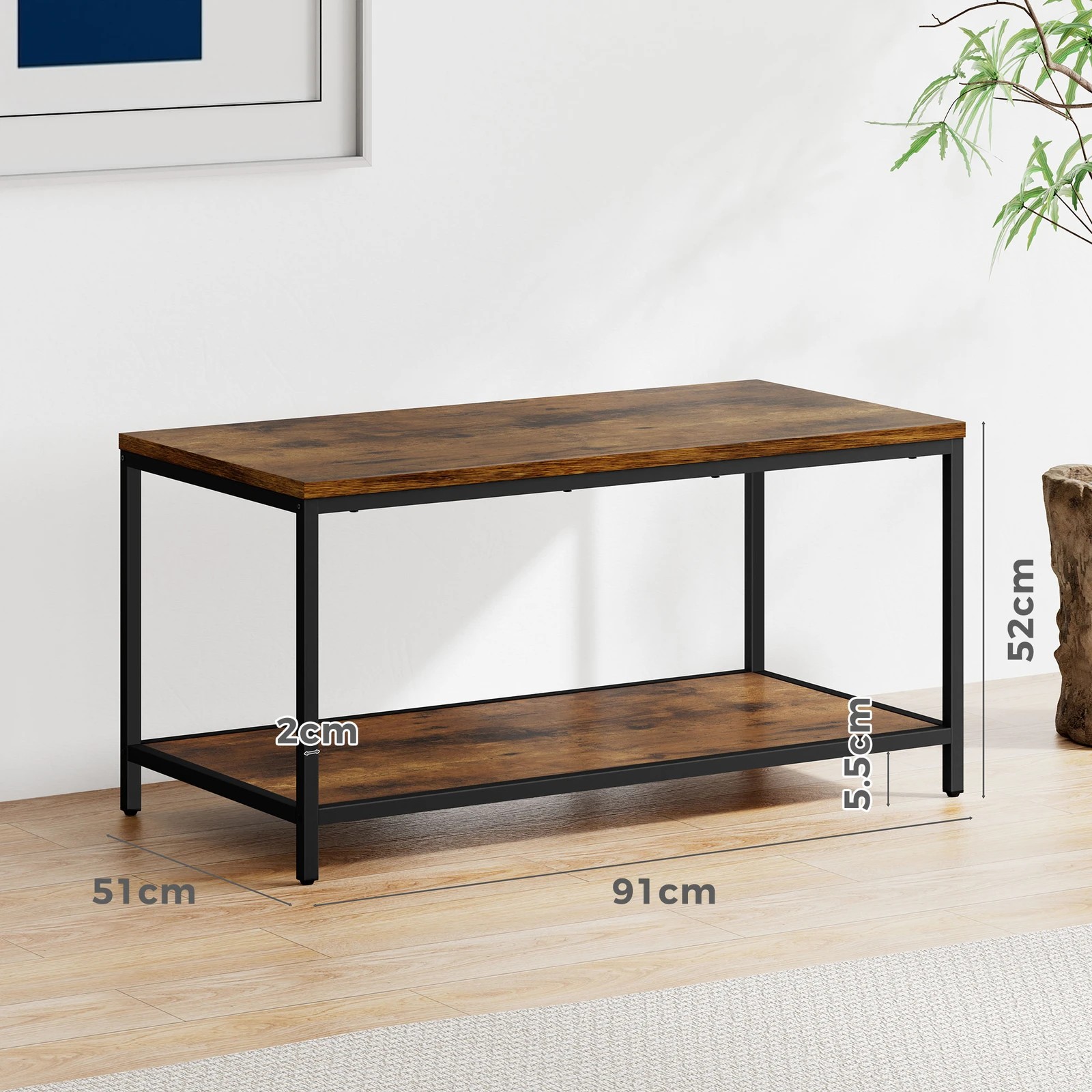6 Alfordson Coffee Table 2-tier Industrial Side Table, 6 of 9
