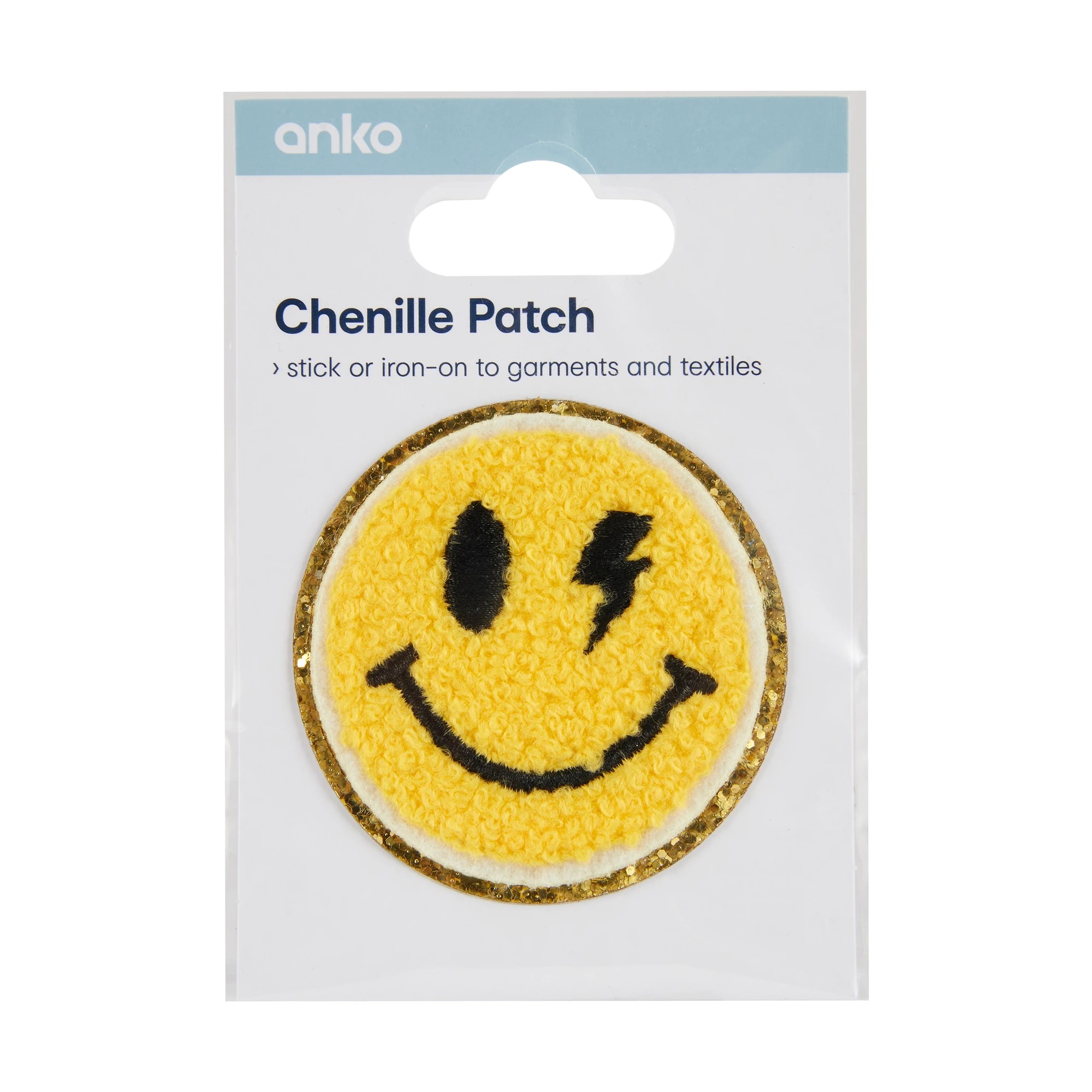 1 Chenille Patch - Smiley Face, 1 of 2