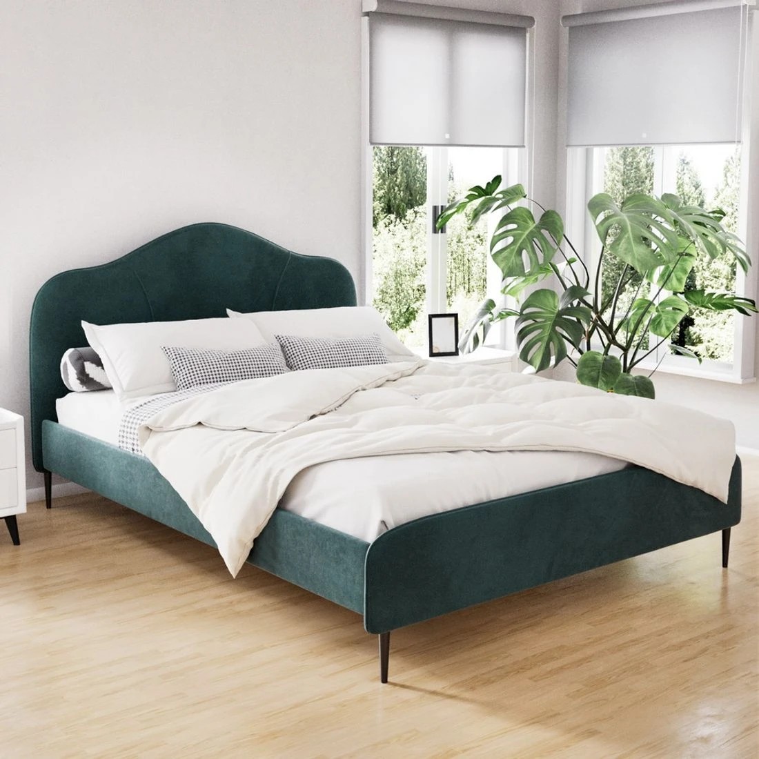 3 Artiss Bed Frame Queen Size Velvet - Green, 3 of 6