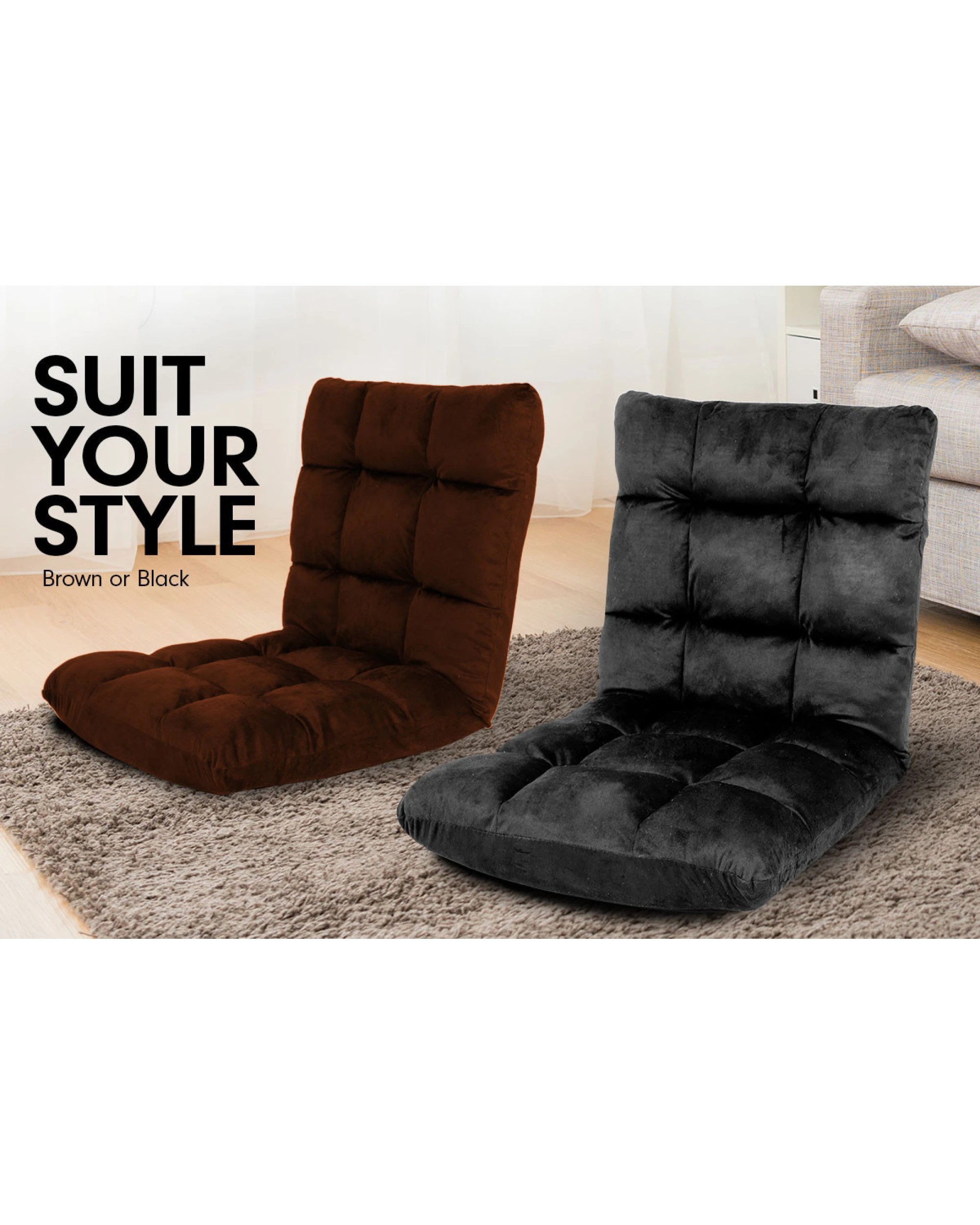 4 Adjustable Cushioned Floor Gaming Lounge Chair 100 X 50 X 12cm - Brown, 4 of 7