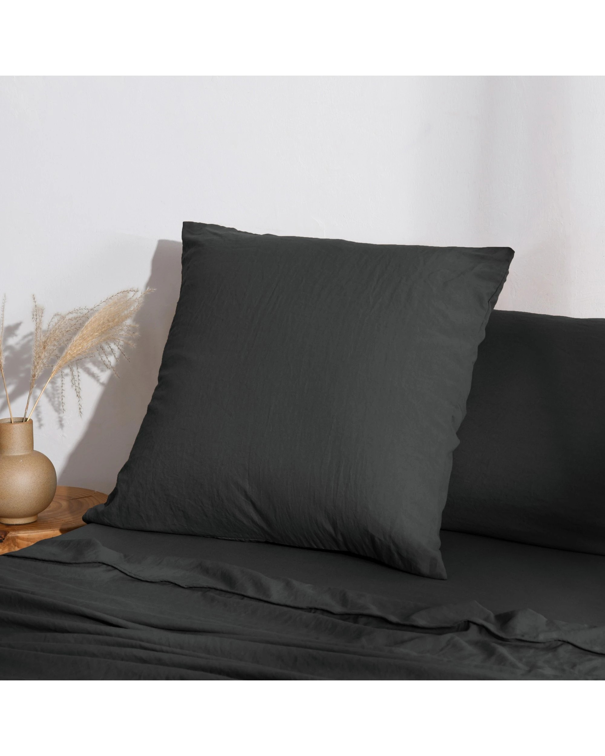 2 Dreamaker Superfine Washed Microfibre European Pillowcase - Black, 2 of 5