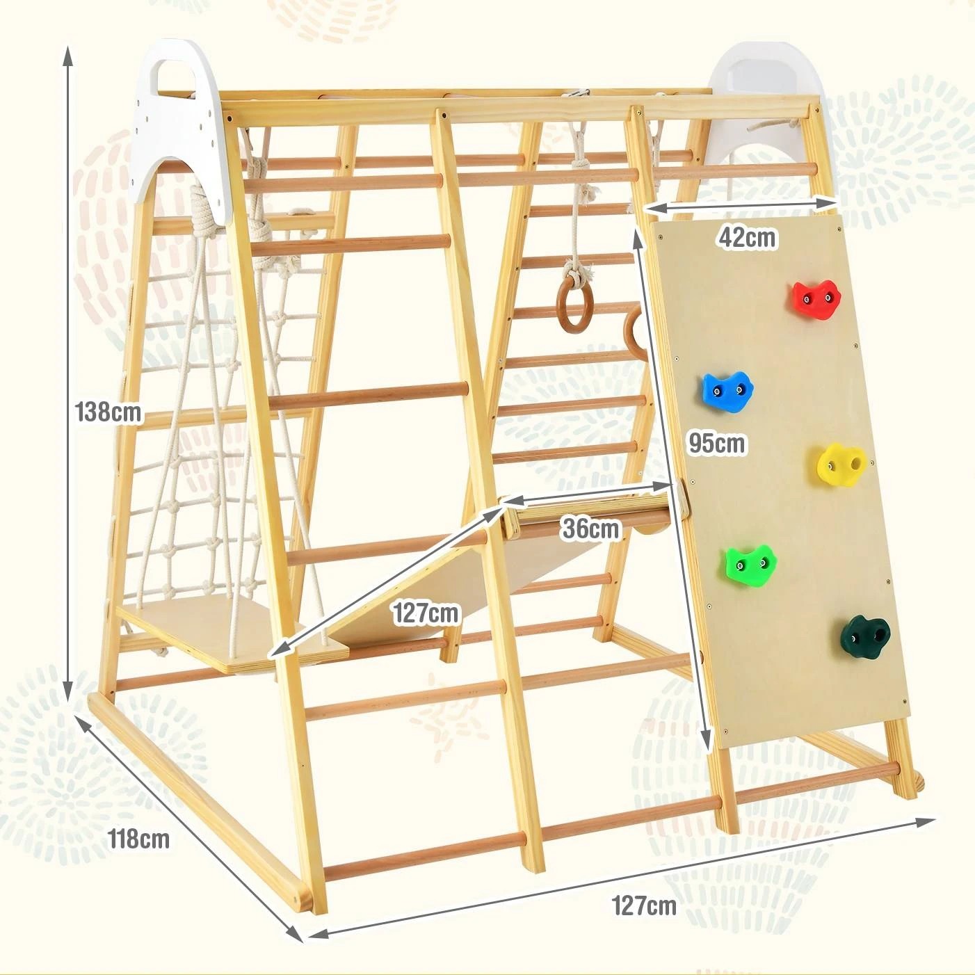 2 Costway Climb Playset 8-in-1 Wood Climbing Frame Swing Slide Play Set - Natural, 2 of 3