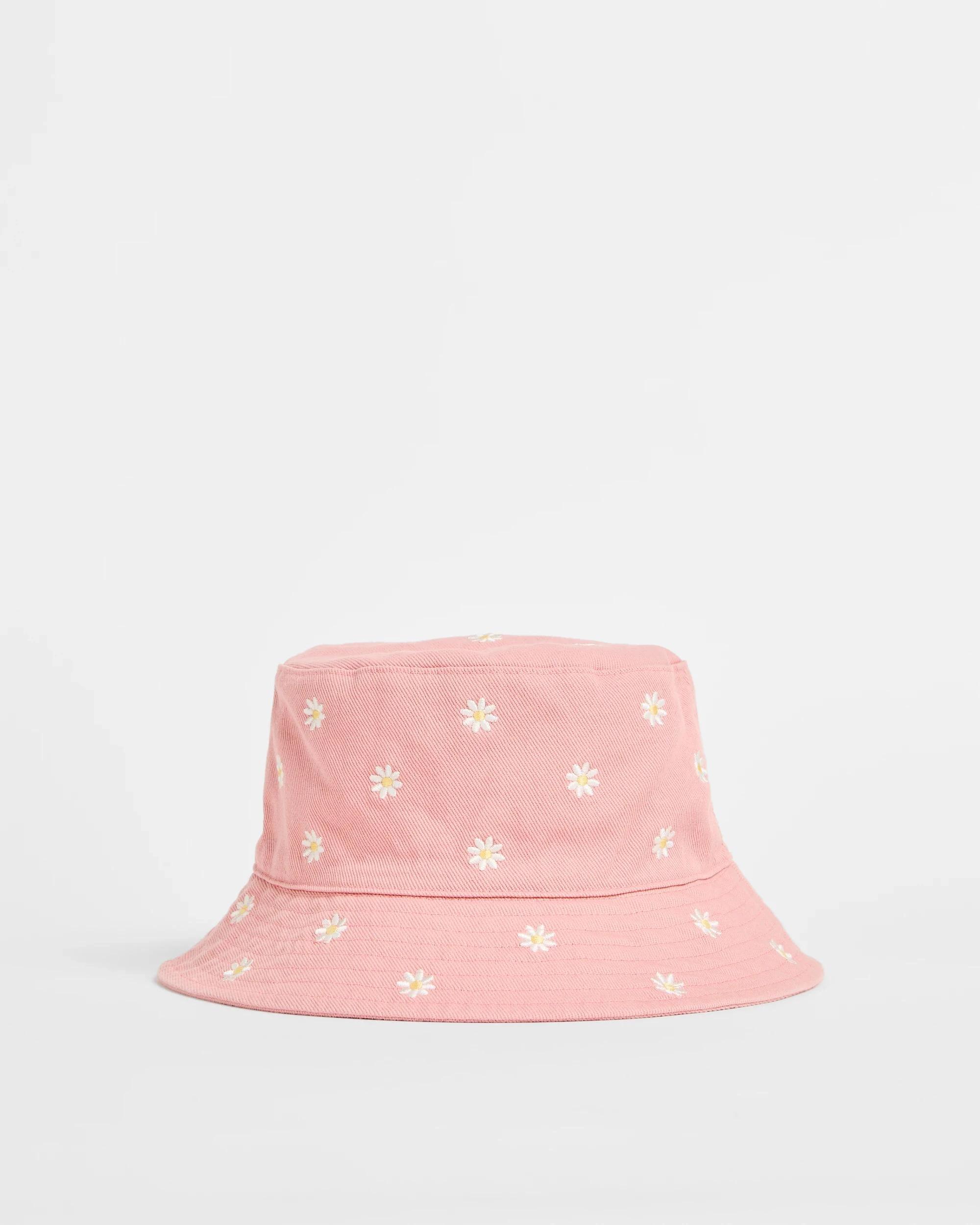 1 Target Kids Embroidered Denim Bucket Hat PINK DAISY, 1 of 2