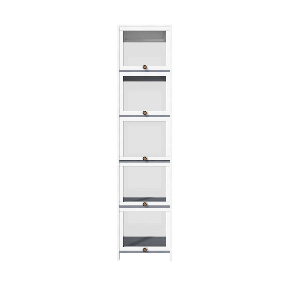 5 Oikiture Display Cabinet Slim Storage 5-tier Shelves Clear Bookcase Rack
 - White, 5 of 9