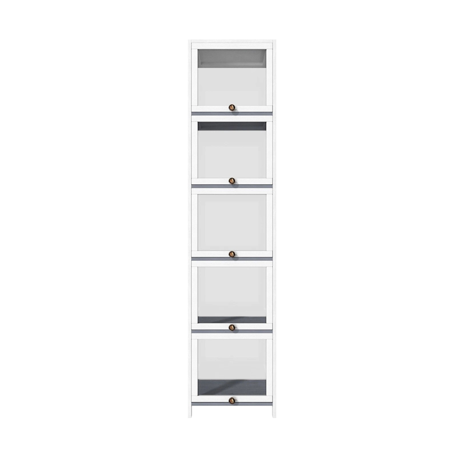 5 Oikiture Display Cabinet Slim Storage 5-tier Shelves Clear Bookcase Rack
 - White, 5 of 9