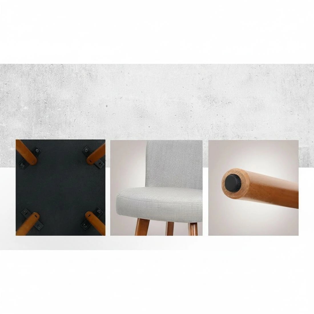 6 Artiss 4x Bar Stools Linen Padded Wooden - Grey, 6 of 6