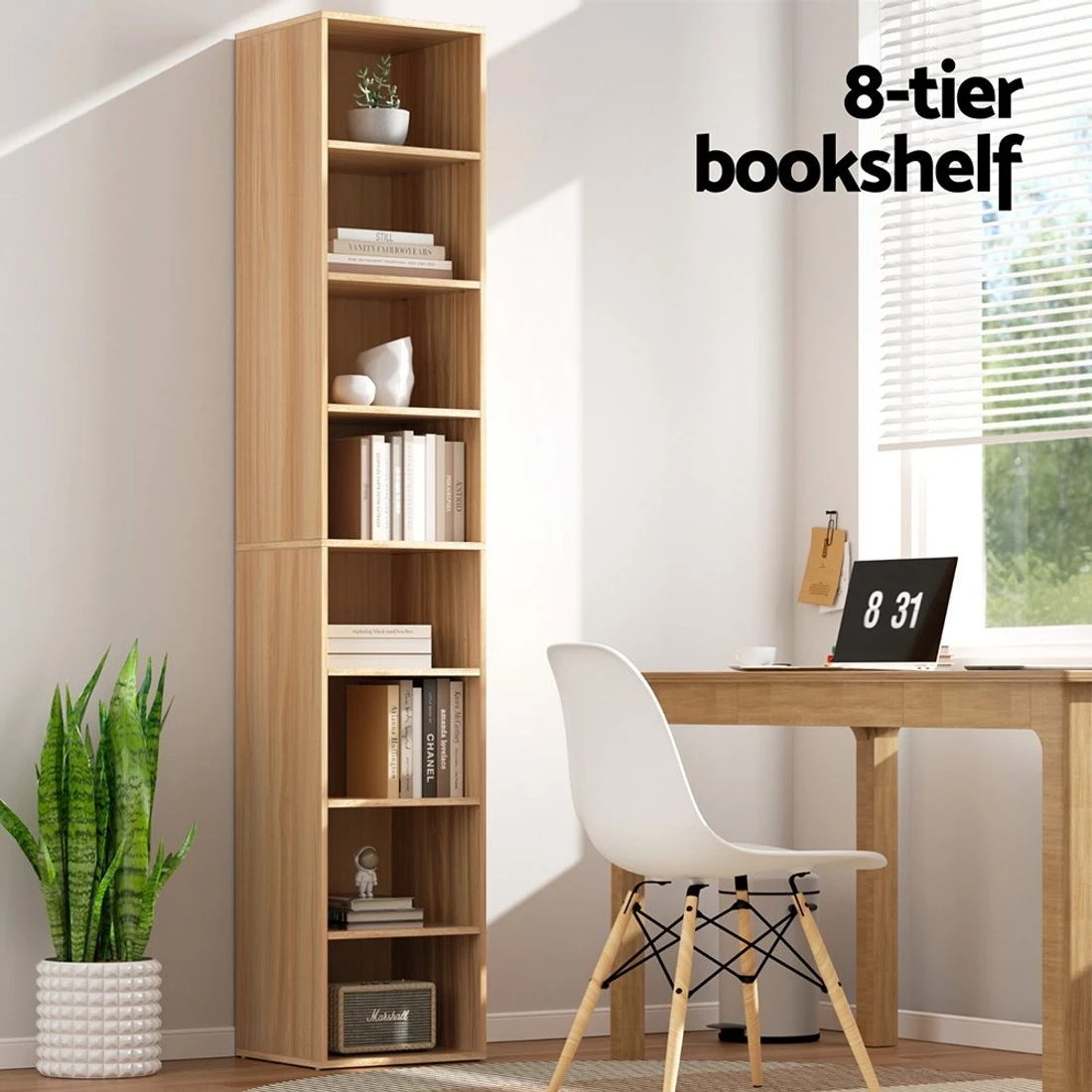 6 Artiss Bookshelf 8 Tiers MILO - Natural, 6 of 6