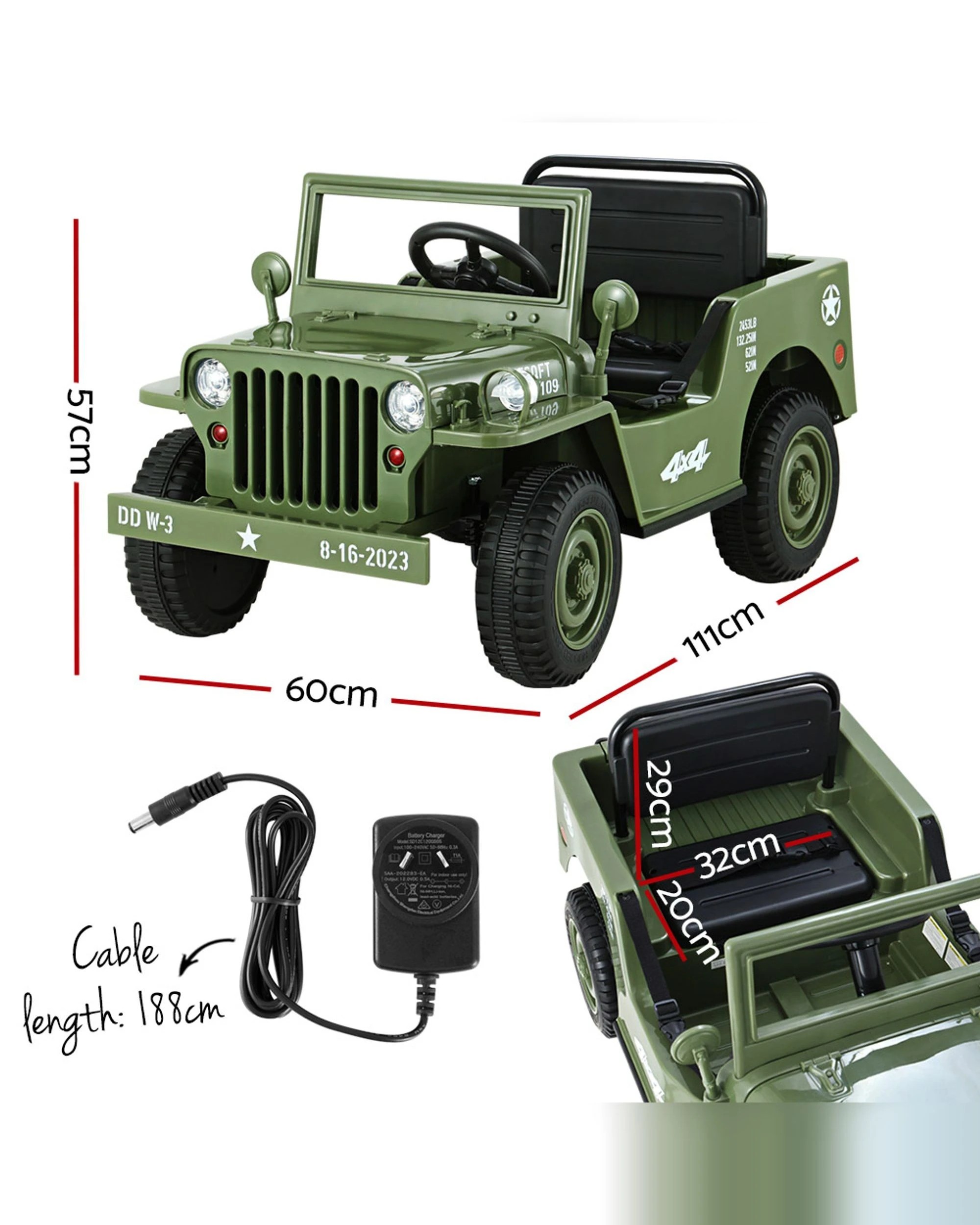 2 Rigo Kids Electric Ride On Car Off Road Toy Cars Remote 12v
 - Green, 2 of 3