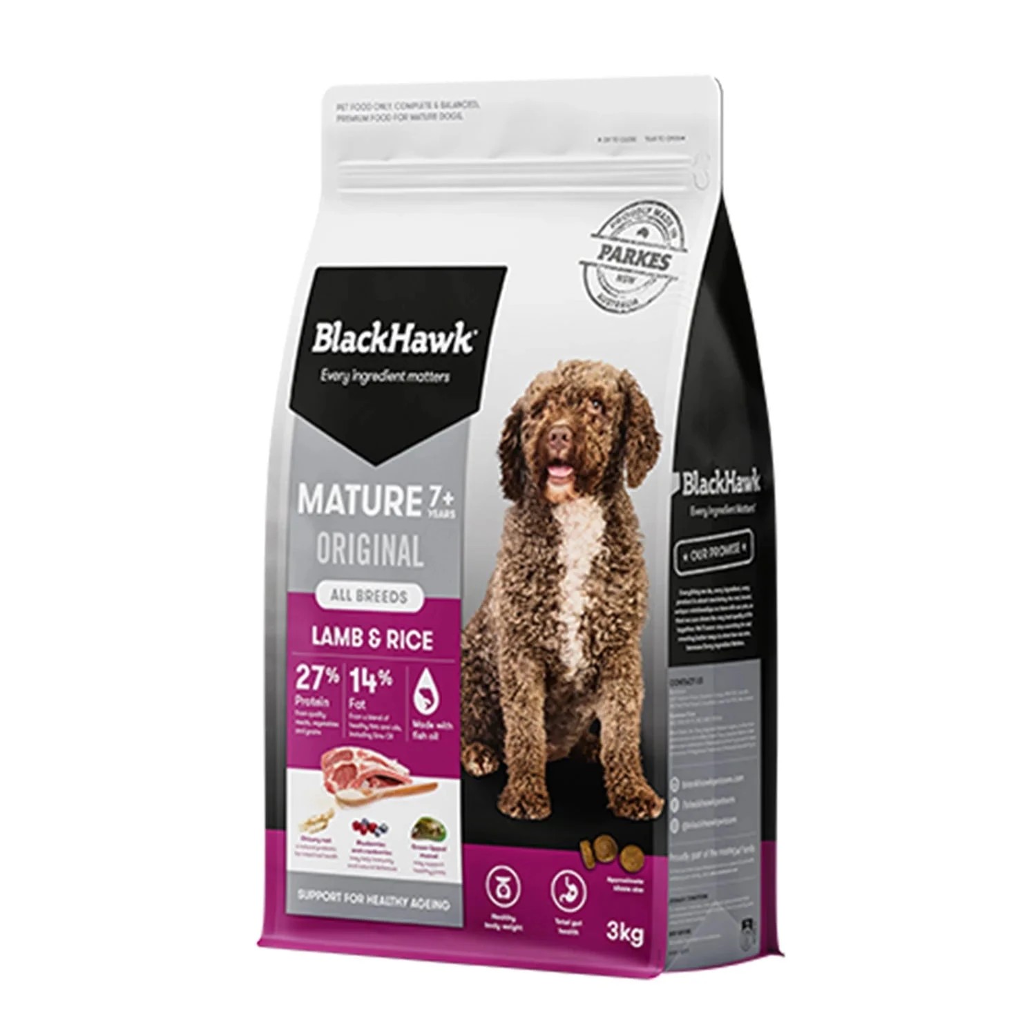1 Black Hawk Mature Lamb & Rice Dog Food 3kg, 1 of 2