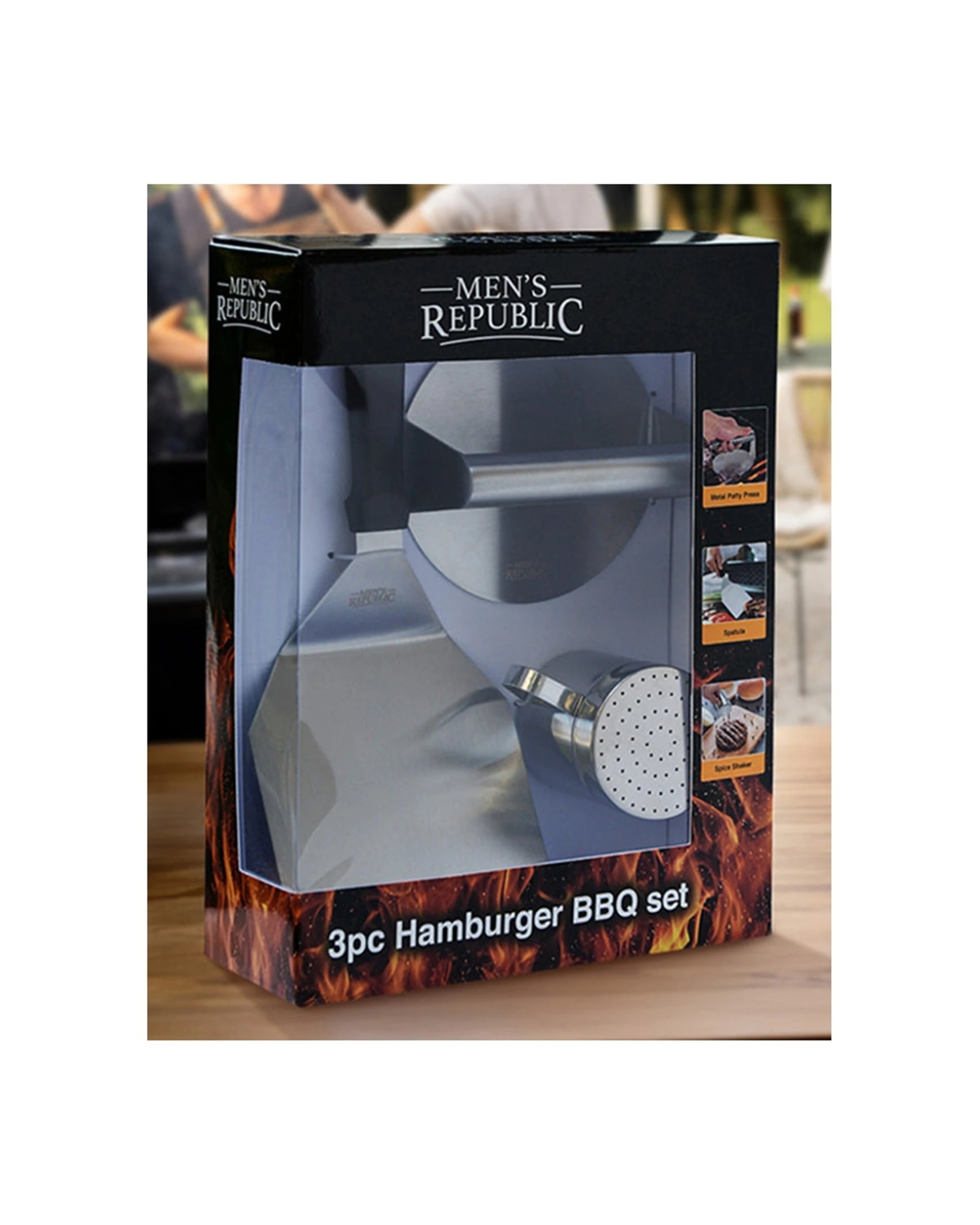 4 Mens Republic 3pc Premium Hamburger BBQ Grilling Set Stainless Steel - Silver, 4 of 5