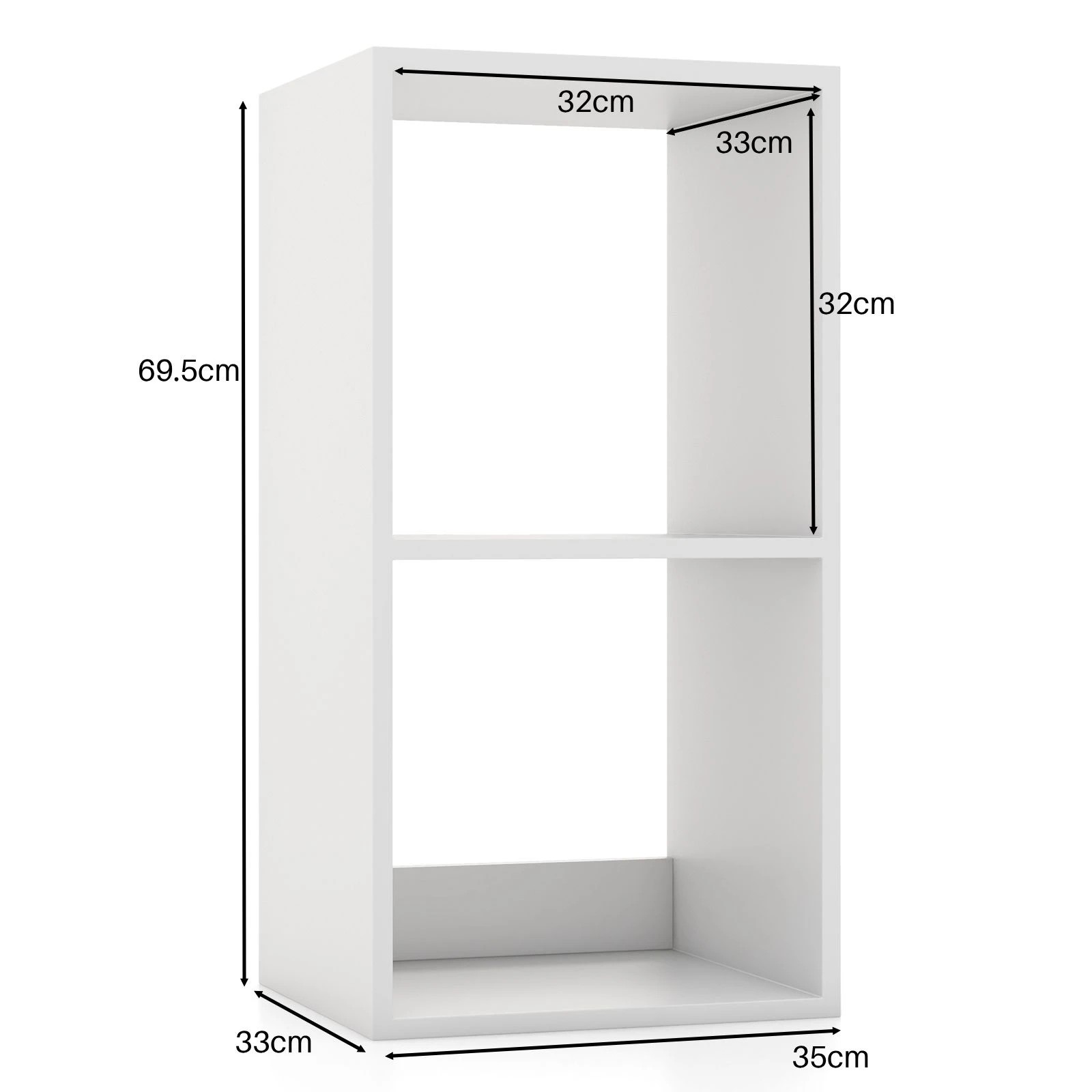 4 Costway 2-Tier Storage Bookshelf Open Display Shelf Book Cabinet Cubes Organizer Home Office - White, 4 of 4