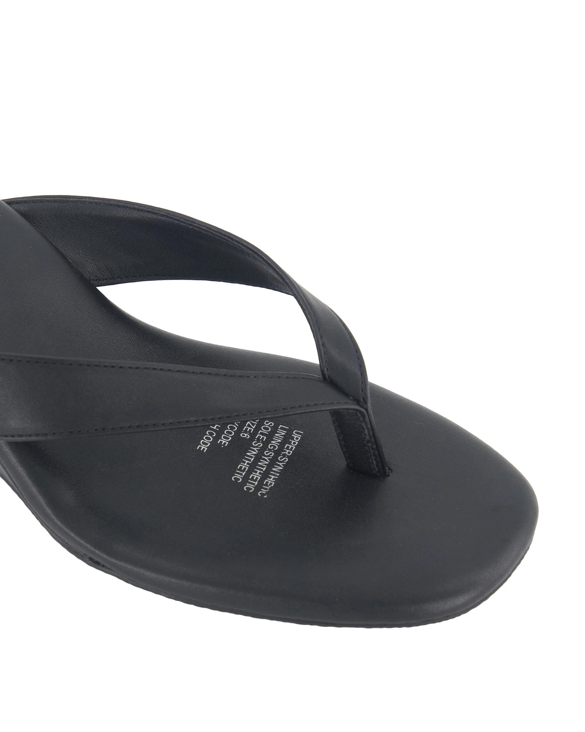 5 Toe Post Wedge Heels Black, 5 of 5