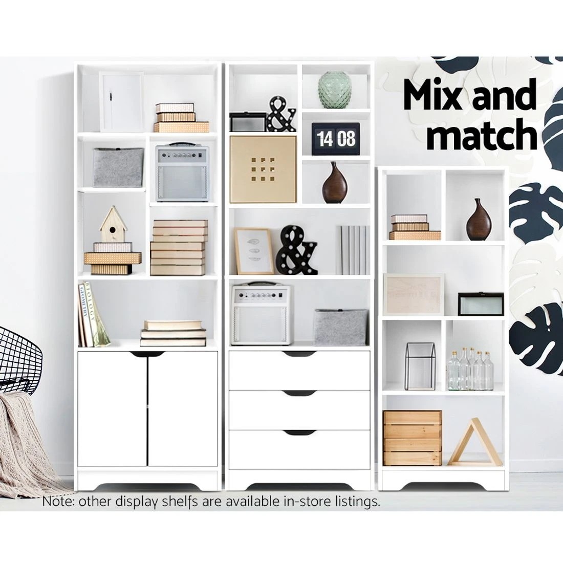 7 Artiss Bookshelf with Drawers - White, 7 of 8