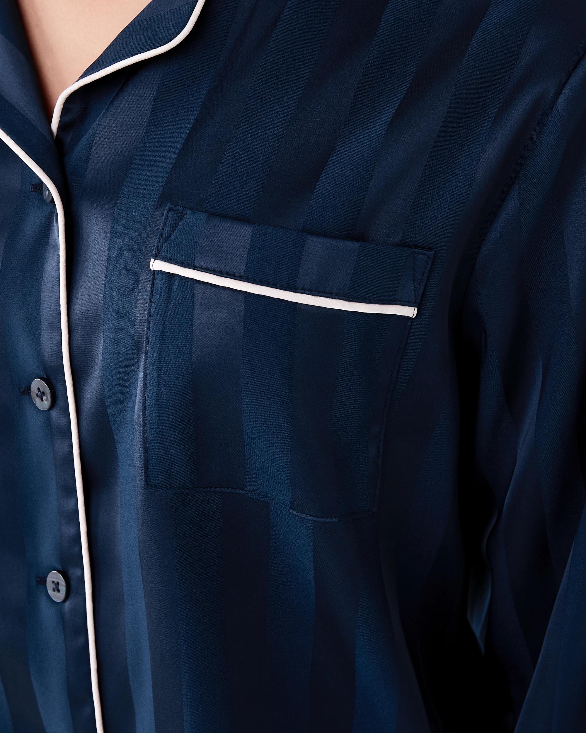 5 Long Sleeve Satin Pyjama Set Dress Navy, 5 of 7