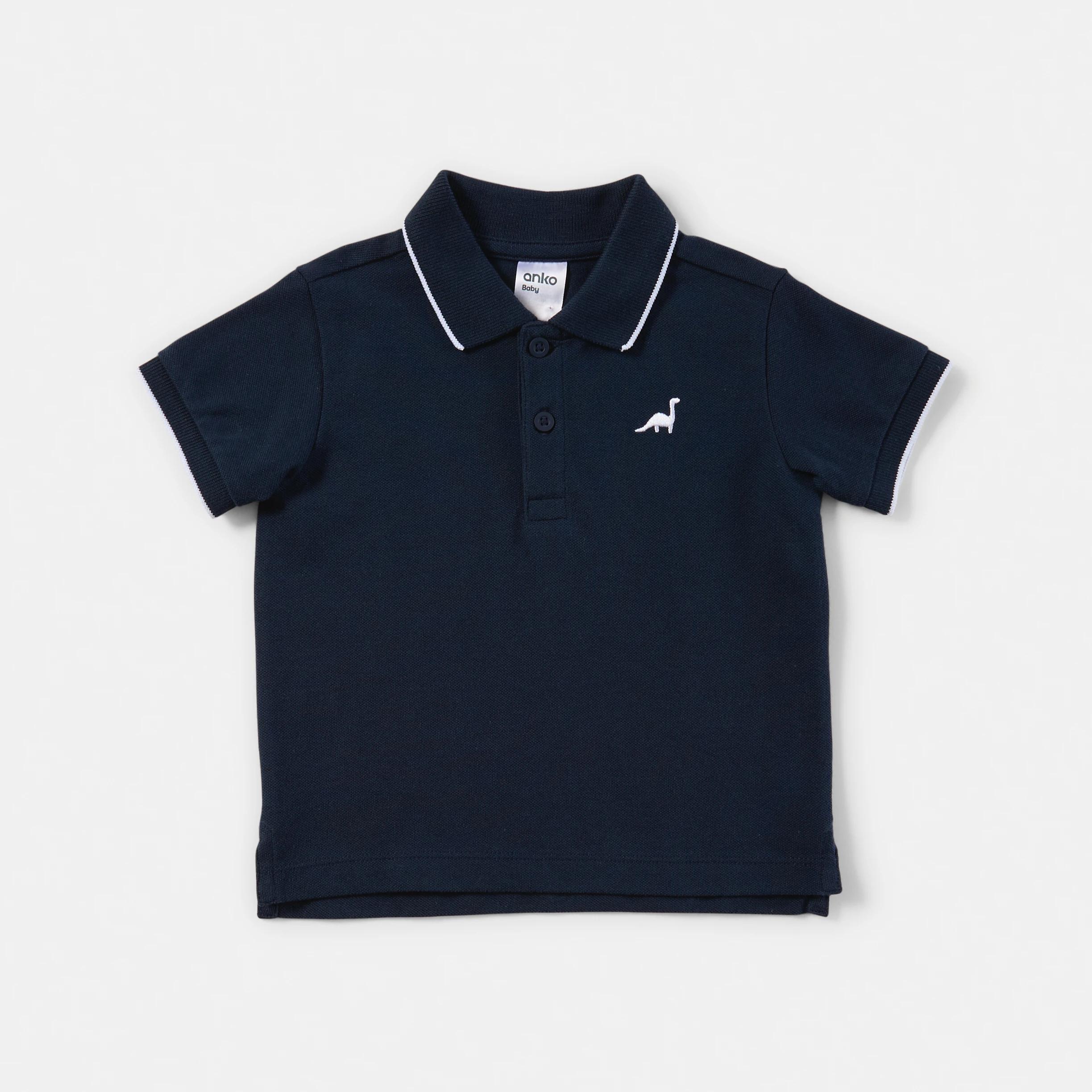 1 Short Sleeve Polo Top BLUE DINO, 1 of 3