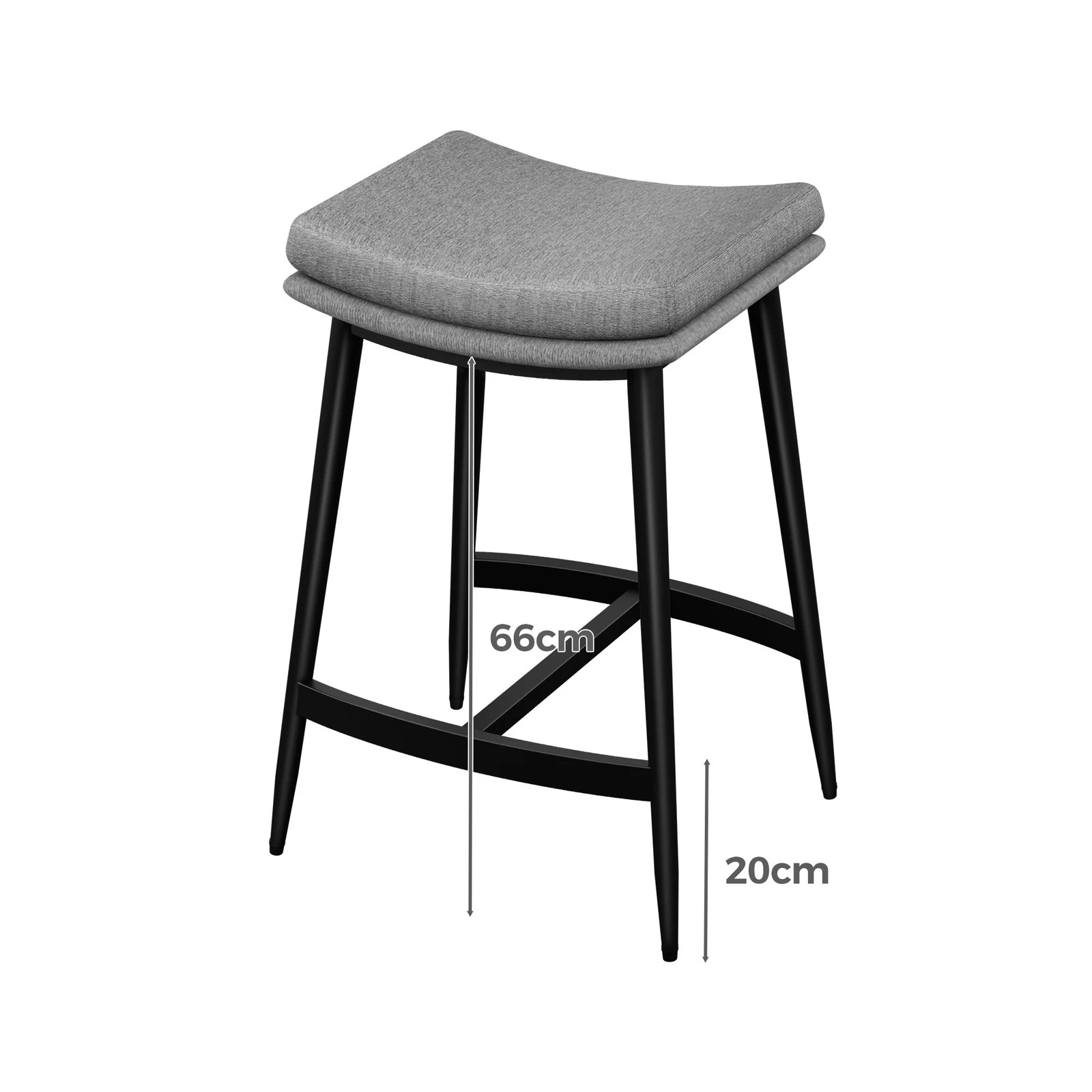 3 Alfordson 2x Bar Stools Saddle Seat Fabric - Grey, 3 of 9