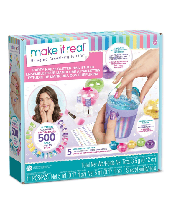 11 Piece Make It Real Party Nails: Glitter Nail Studio Kit