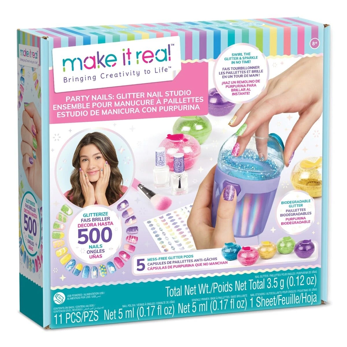 1 11 Piece Make It Real Party Nails: Glitter Nail Studio Kit, 1 of 8