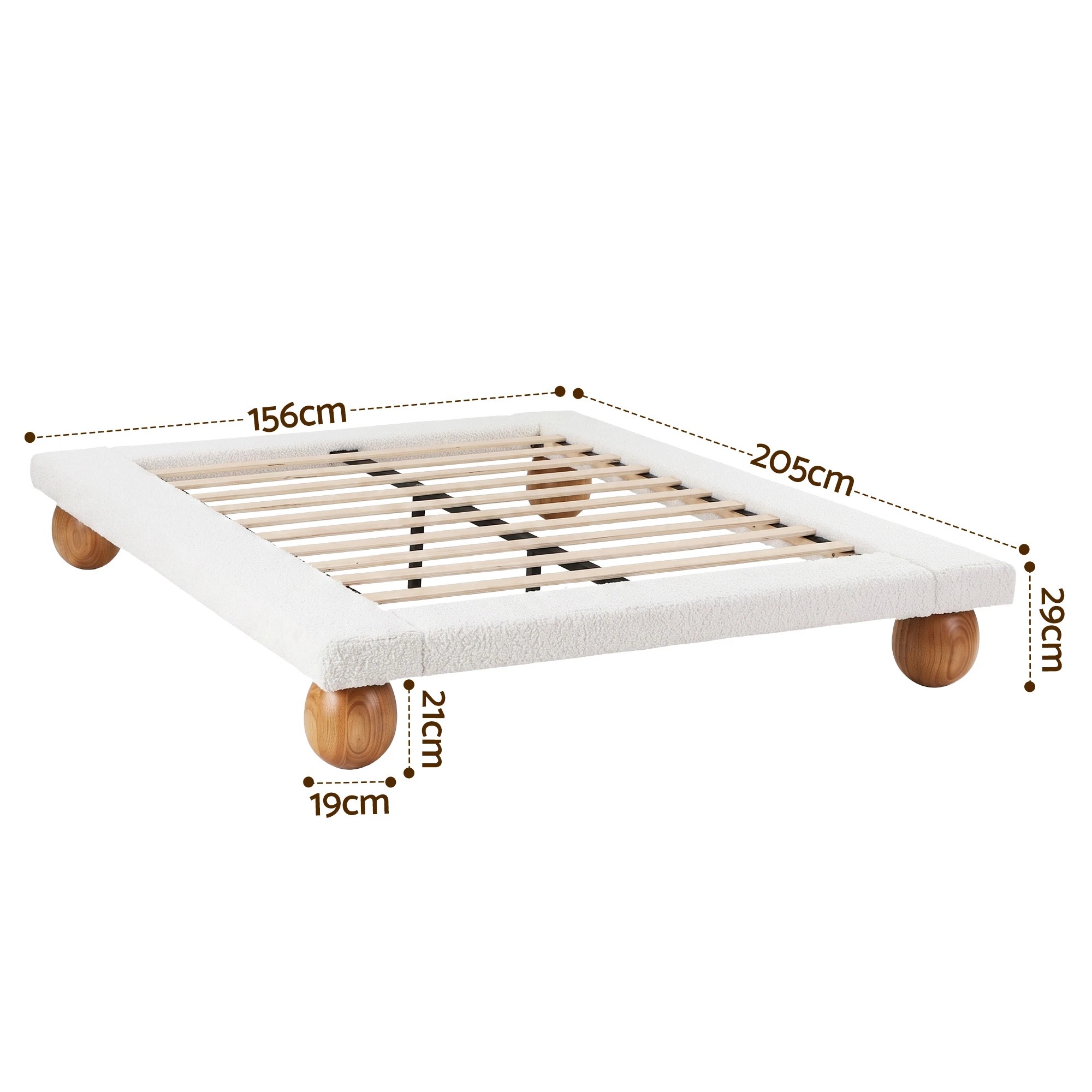 2 Artiss Bed Frame with Boucle Upholstery and Solid Rubber Wood Legs - Queen Bed - Beige, 2 of 10