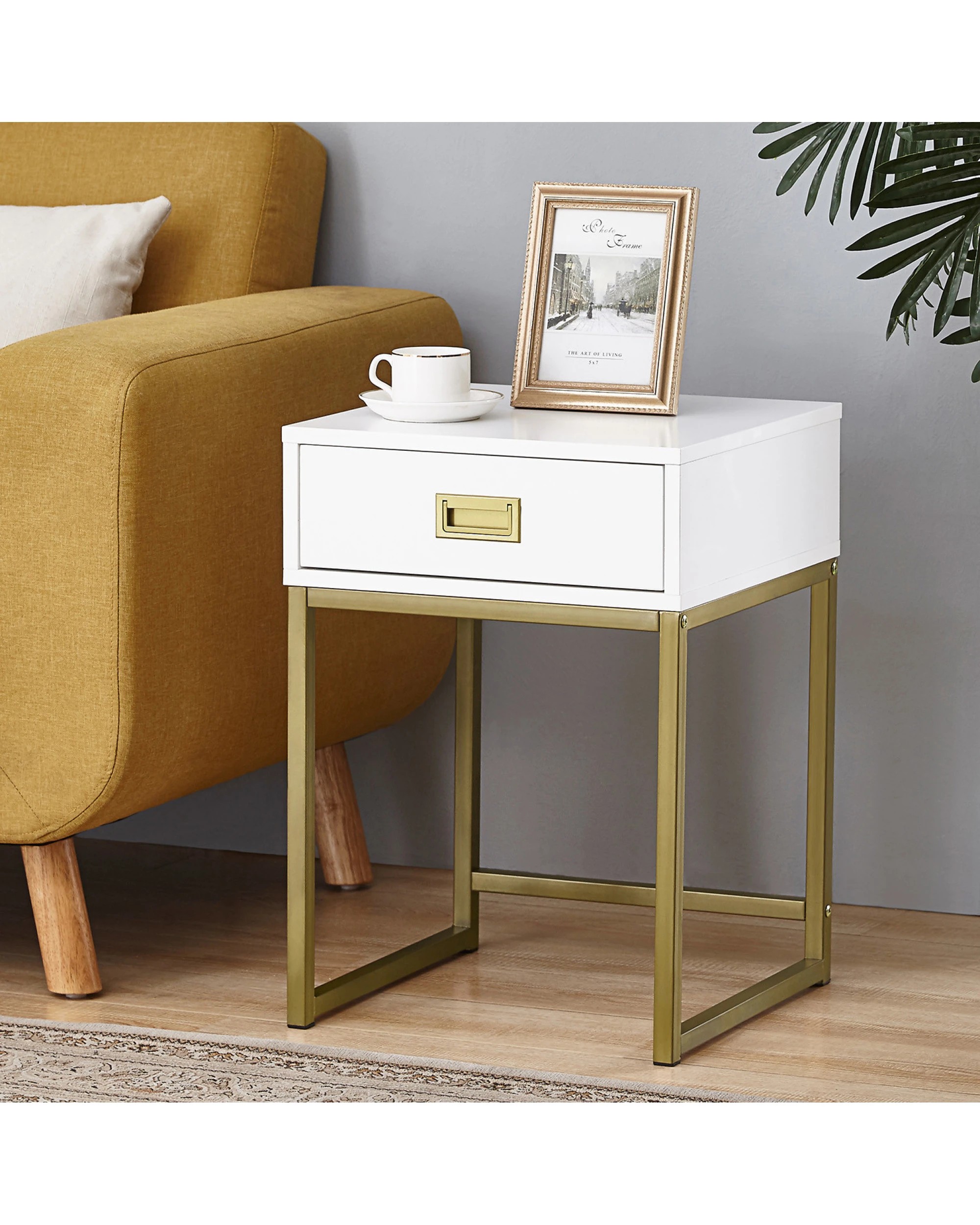 8 Sarantino Emilia Bedside Table Night Stand - White Gold, 8 of 9