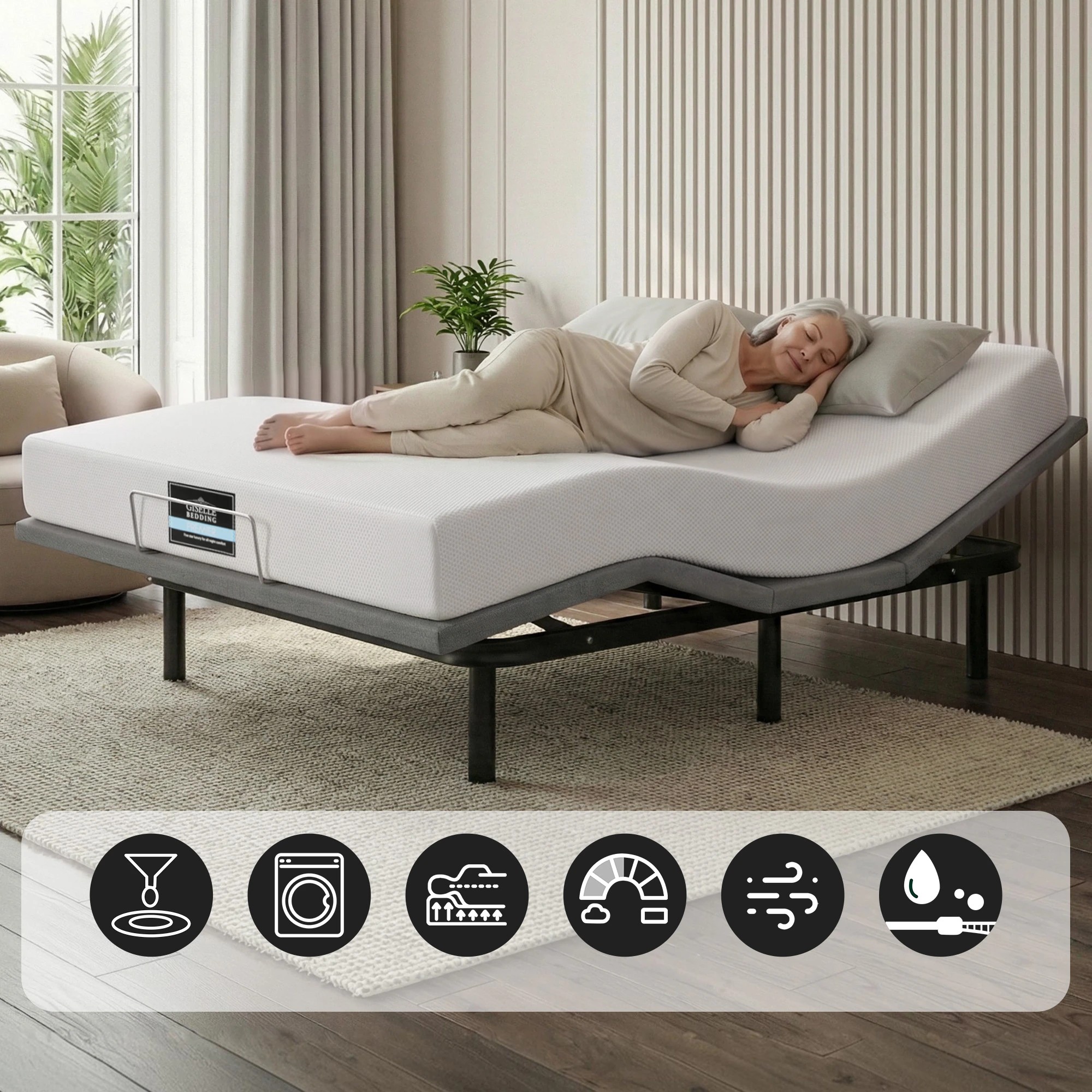 5 Artiss King Size Adjustable Bed Frame with Giselle Cooling Gel-Infused Mattress - Multi, 5 of 9