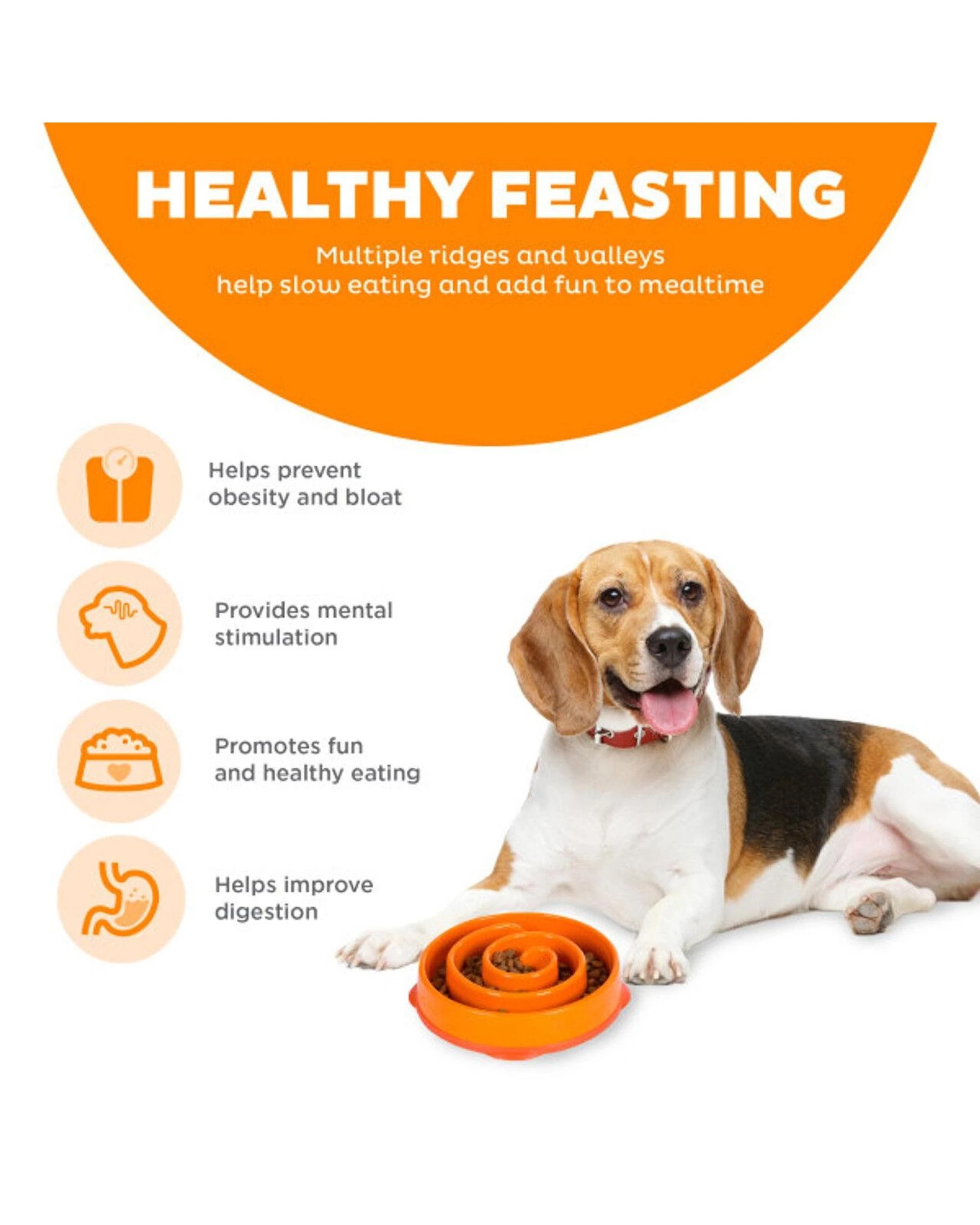 4 Outward Hound Fun Feeder Interactive Slow Bowl Coral Maze for Dogs Orange Large, 4 of 6