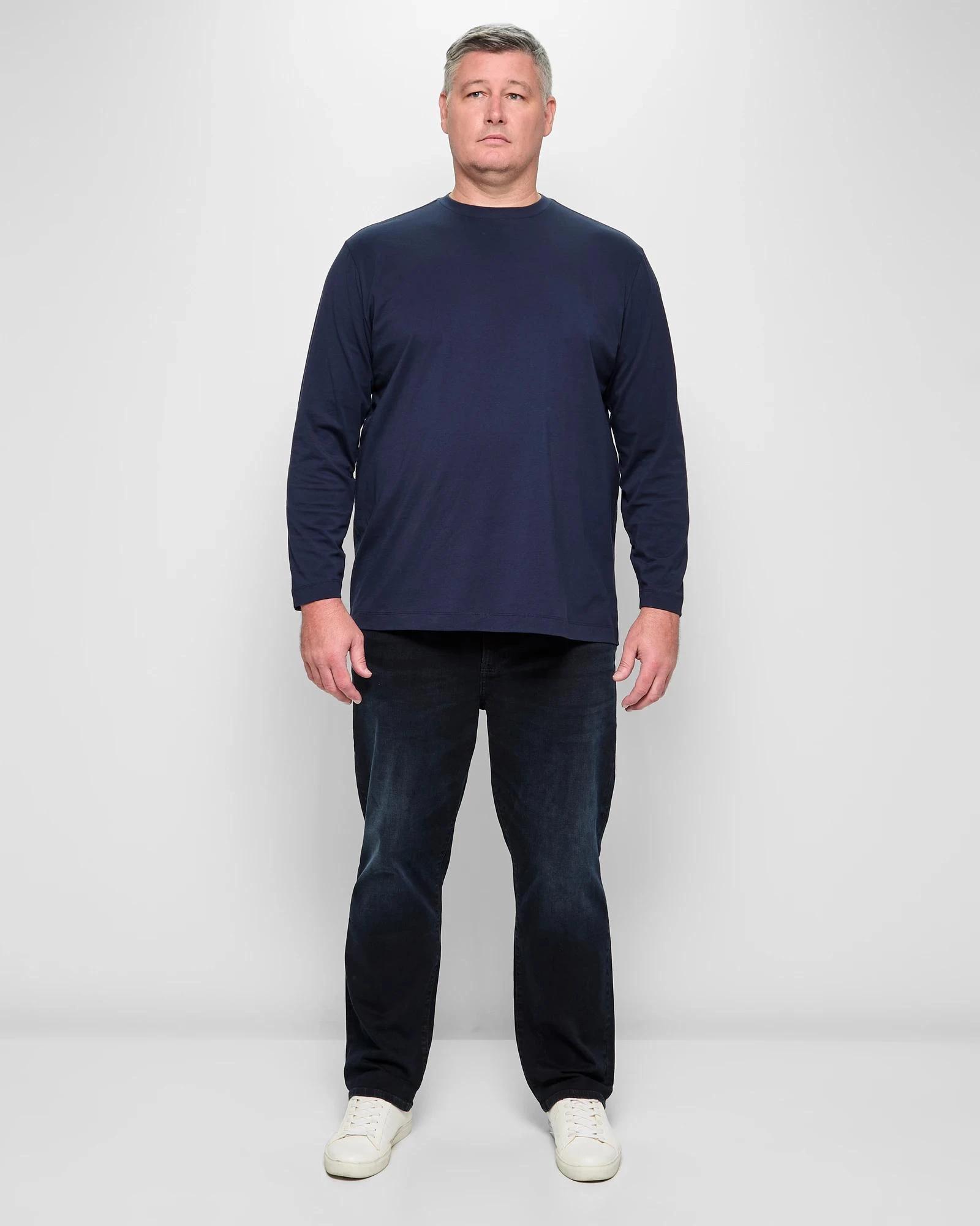 2 Target Man Plus Plus Size Australian Cotton Long Sleeve T-Shirt NAVY BLUE, 2 of 5