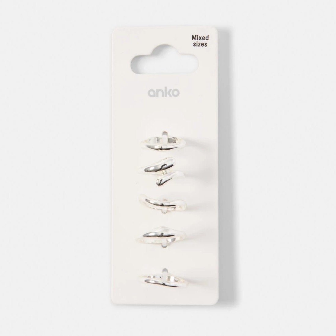 5 5 Pack Teardrop Rings - Silver Tone, 5 of 5