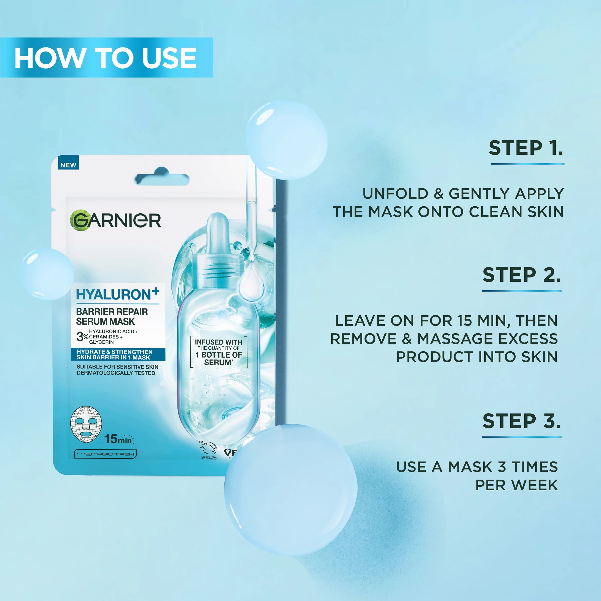 6 Garnier Hyaluron+ Barrier Repair Serum Mask 36.5g - Hyaluronic Acid and Ceramides, 6 of 7
