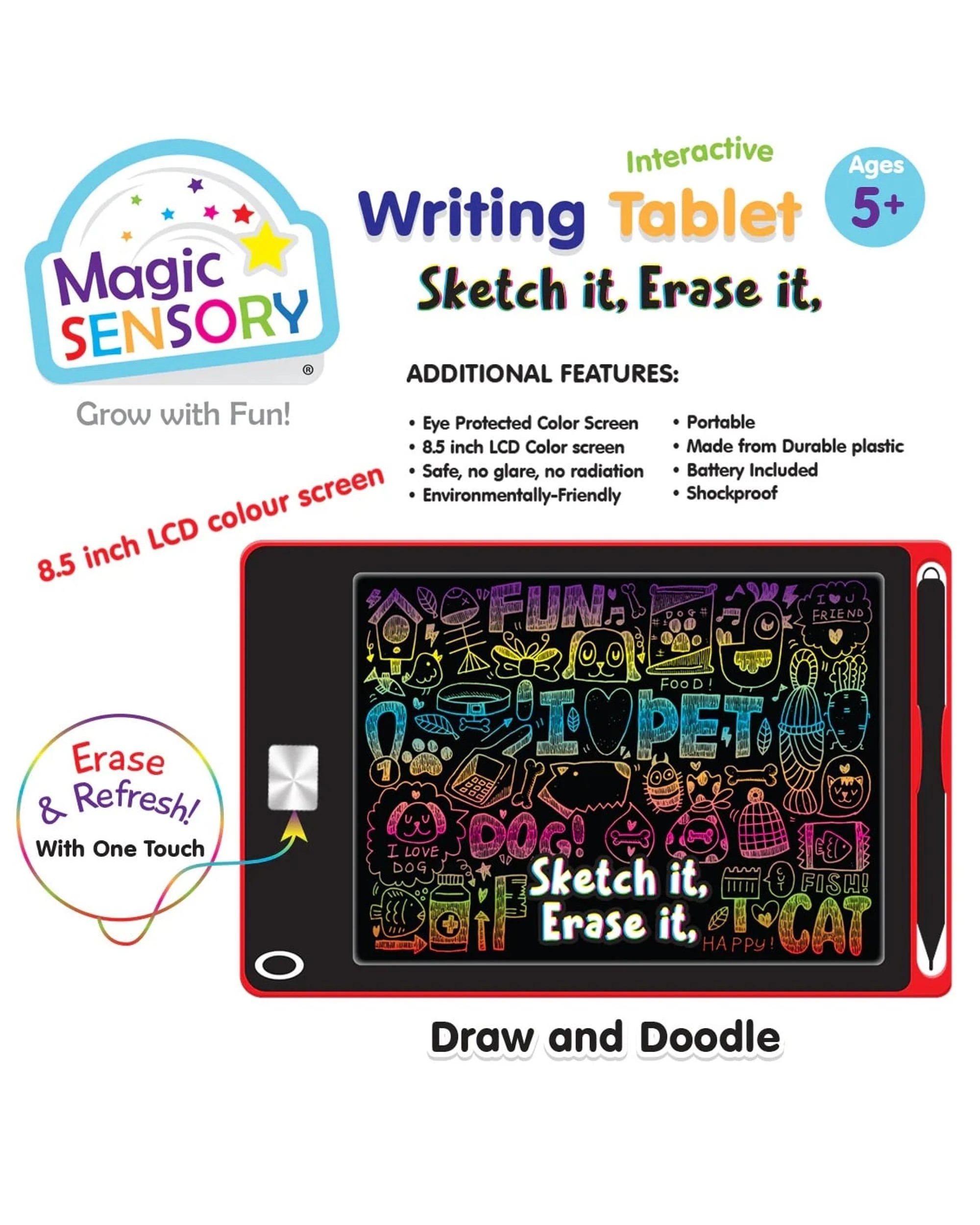 3 Magic Sensory Interactive LCD Writing Tablet - Red Pet - Red, 3 of 6